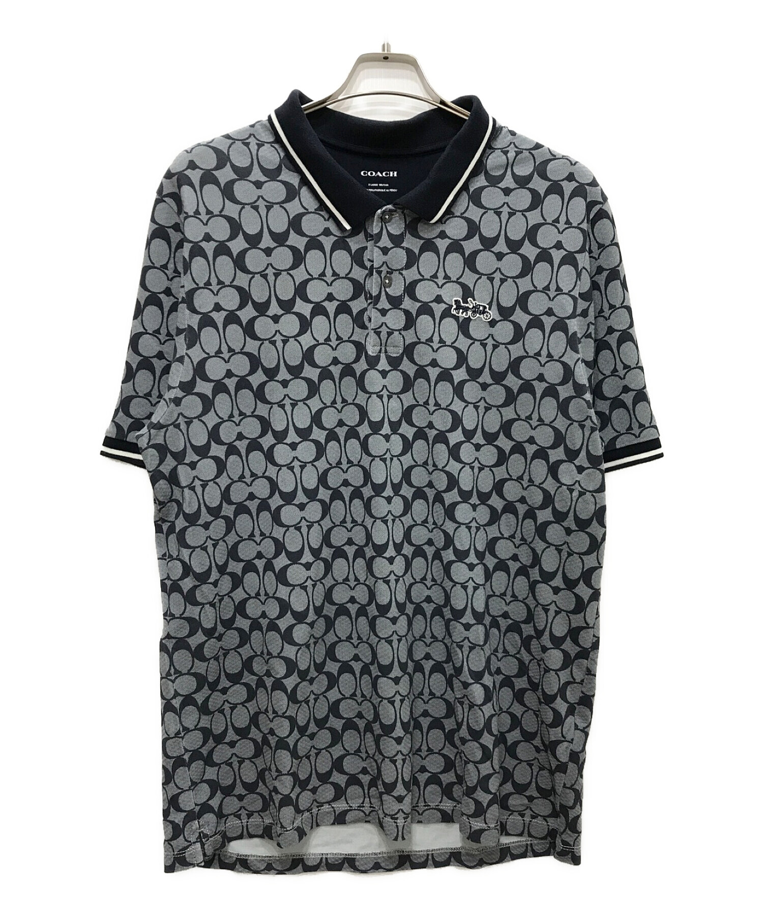 COACH (コーチ) シグネチャー ポロシャツ ネイビー サイズ:XL