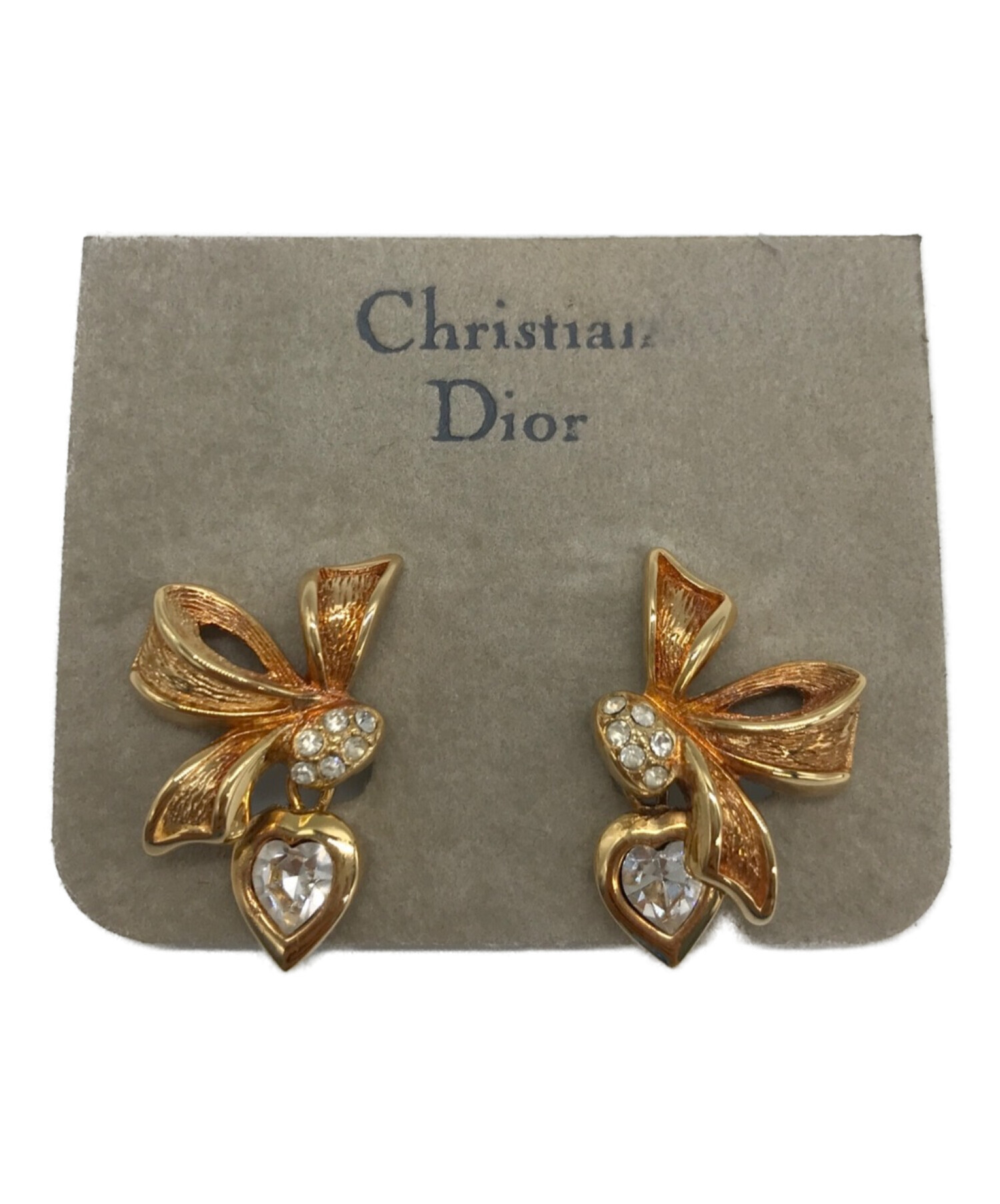 Christian Dior (クリスチャン ディオール) リボンデザイン イヤリング ゴールド