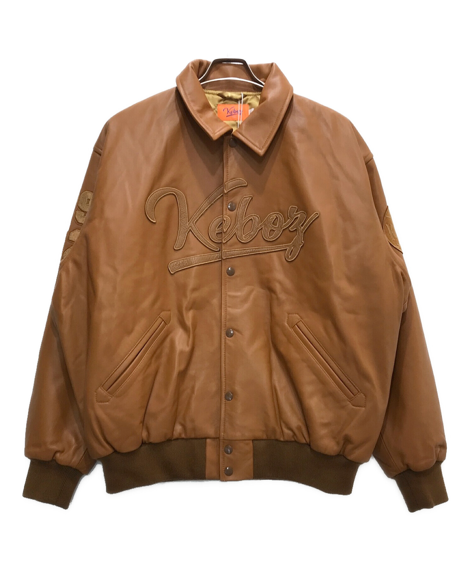 中古・古着通販】KEBOZ (ケボズ) LEATHER VARSITY JACKET キャメル