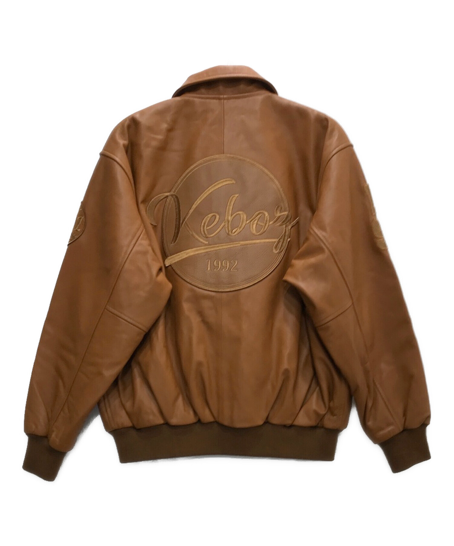 中古・古着通販】KEBOZ (ケボズ) LEATHER VARSITY JACKET キャメル