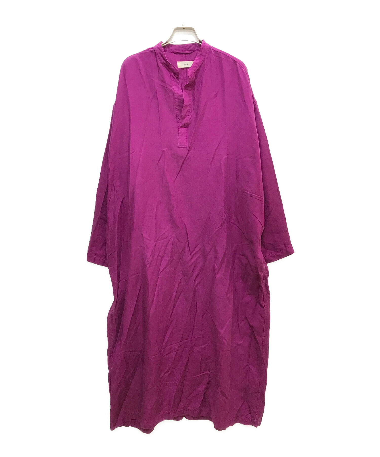 UNFIL (アンフィル) シルク＆コットン ツイル シャツ ドレス パープル サイズ:1