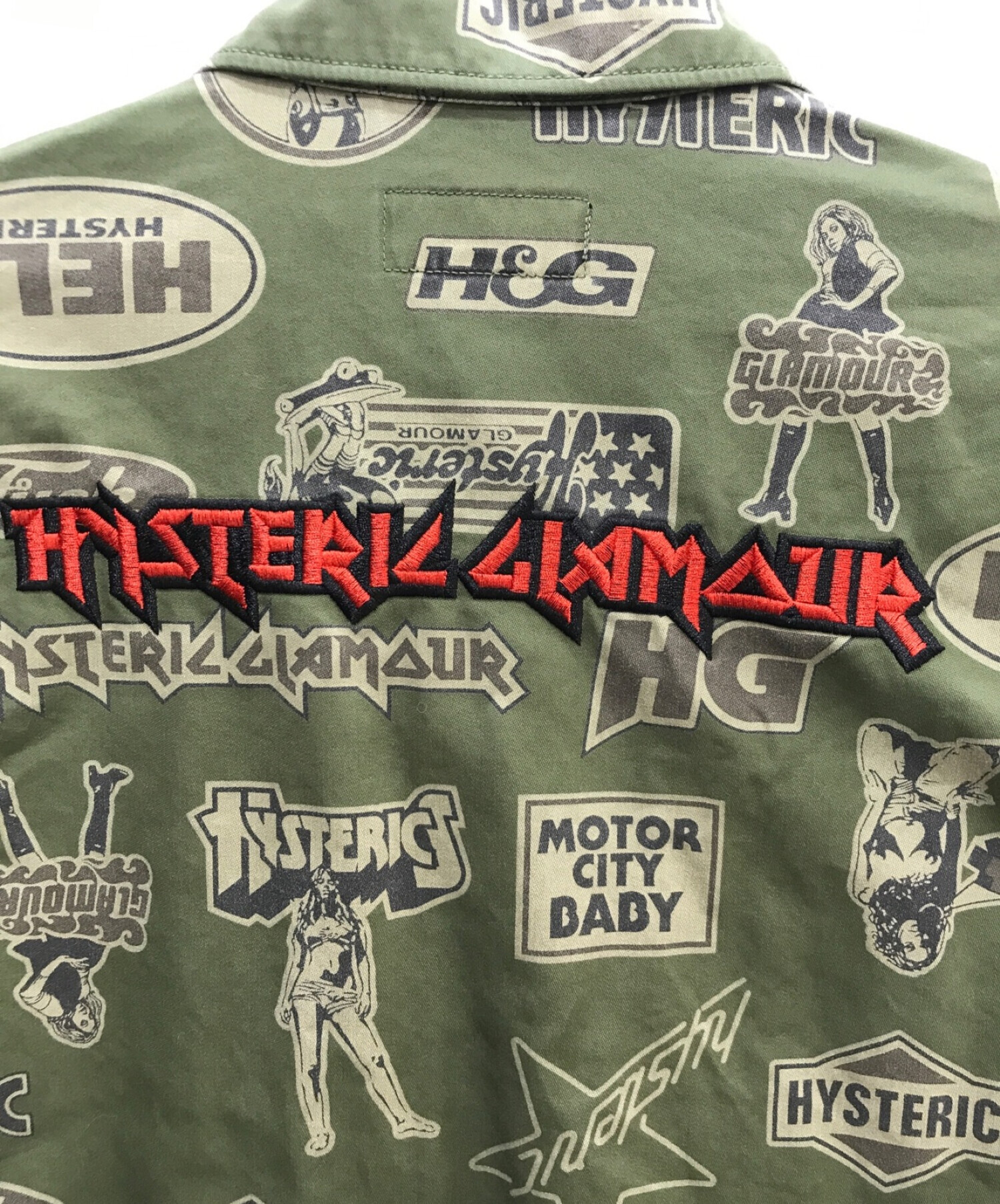 Hysteric Glamour (ヒステリックグラマー) MAIDEN LOGO刺繍 ファティーグジャケット オリーブ サイズ:L