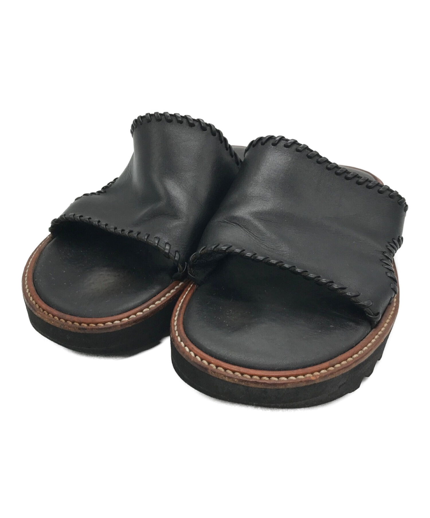 DAIRIKU (ダイリク) Hand Stitch Leather Sandal ブラック サイズ:26
