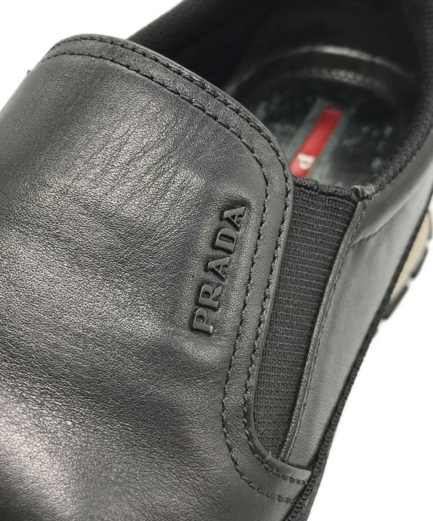 中古・古着通販】PRADA (プラダ) レザースリッポン ブラック サイズ:7 ...