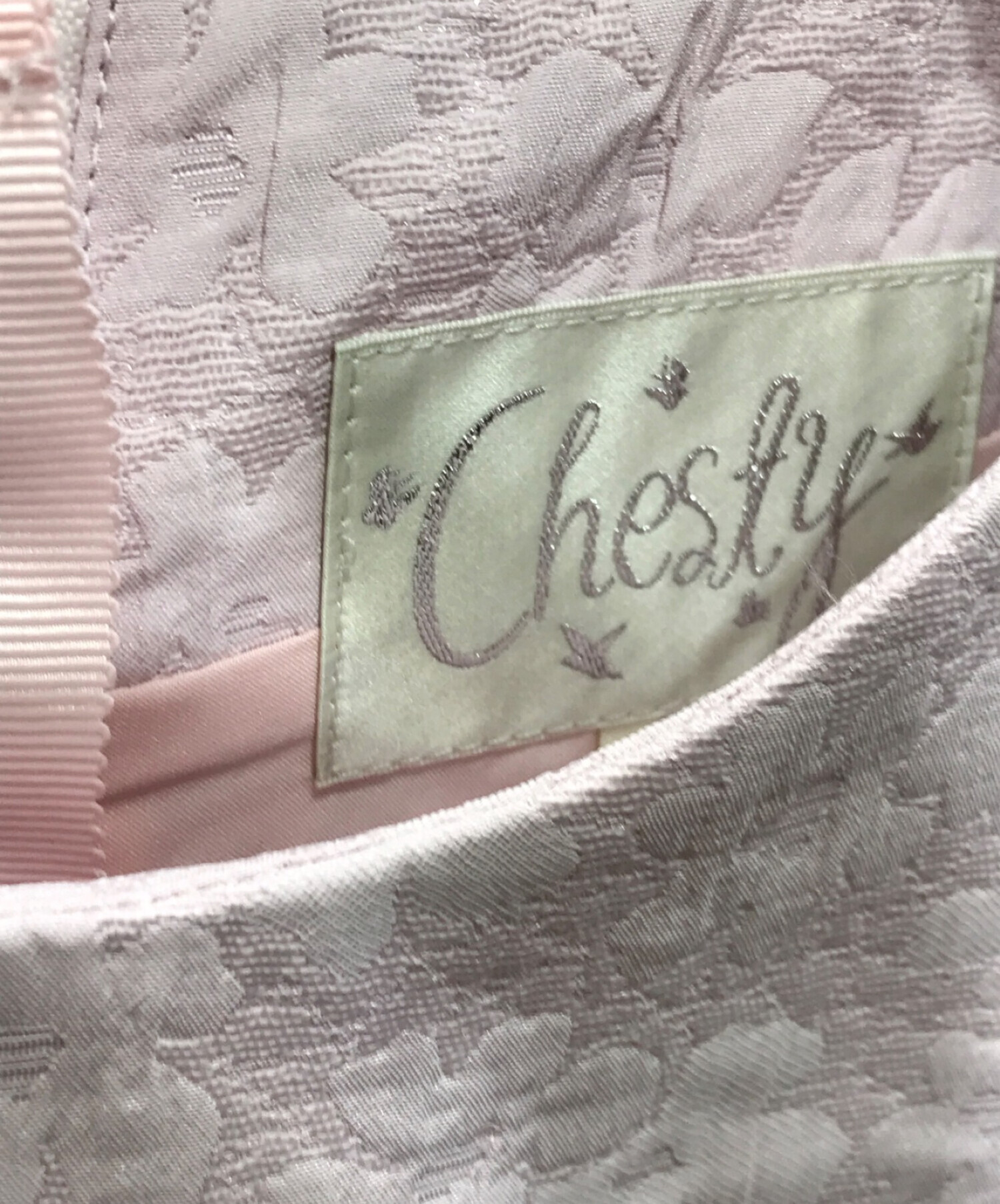 CHESTY (チェスティ) ボリュームスカートジャガードワンピース ピンク サイズ:1