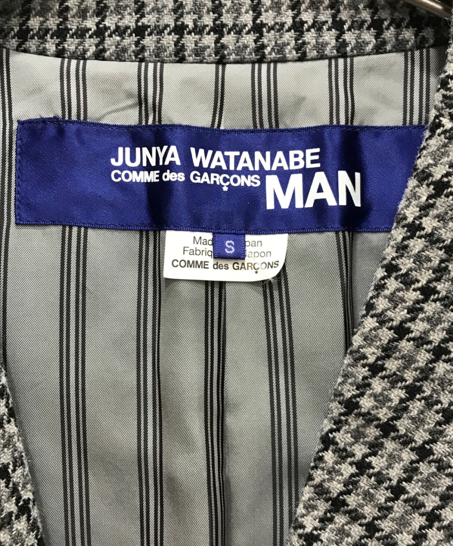 JUNYA WATANABE MAN (ジュンヤワタナベマン) レザースリーブチェスターコート グレー×ブラック サイズ:S