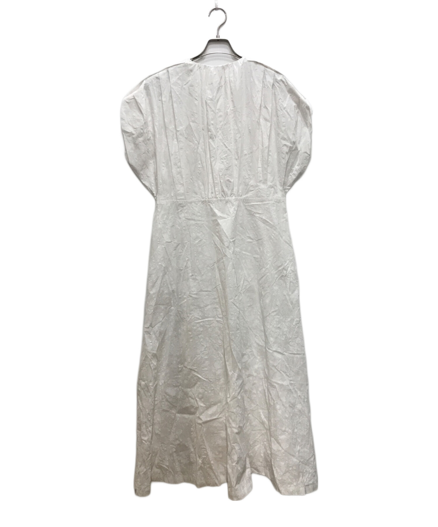 ebure (エブール) コットンシルクボタニカルワンピースドレス ホワイト サイズ:36
