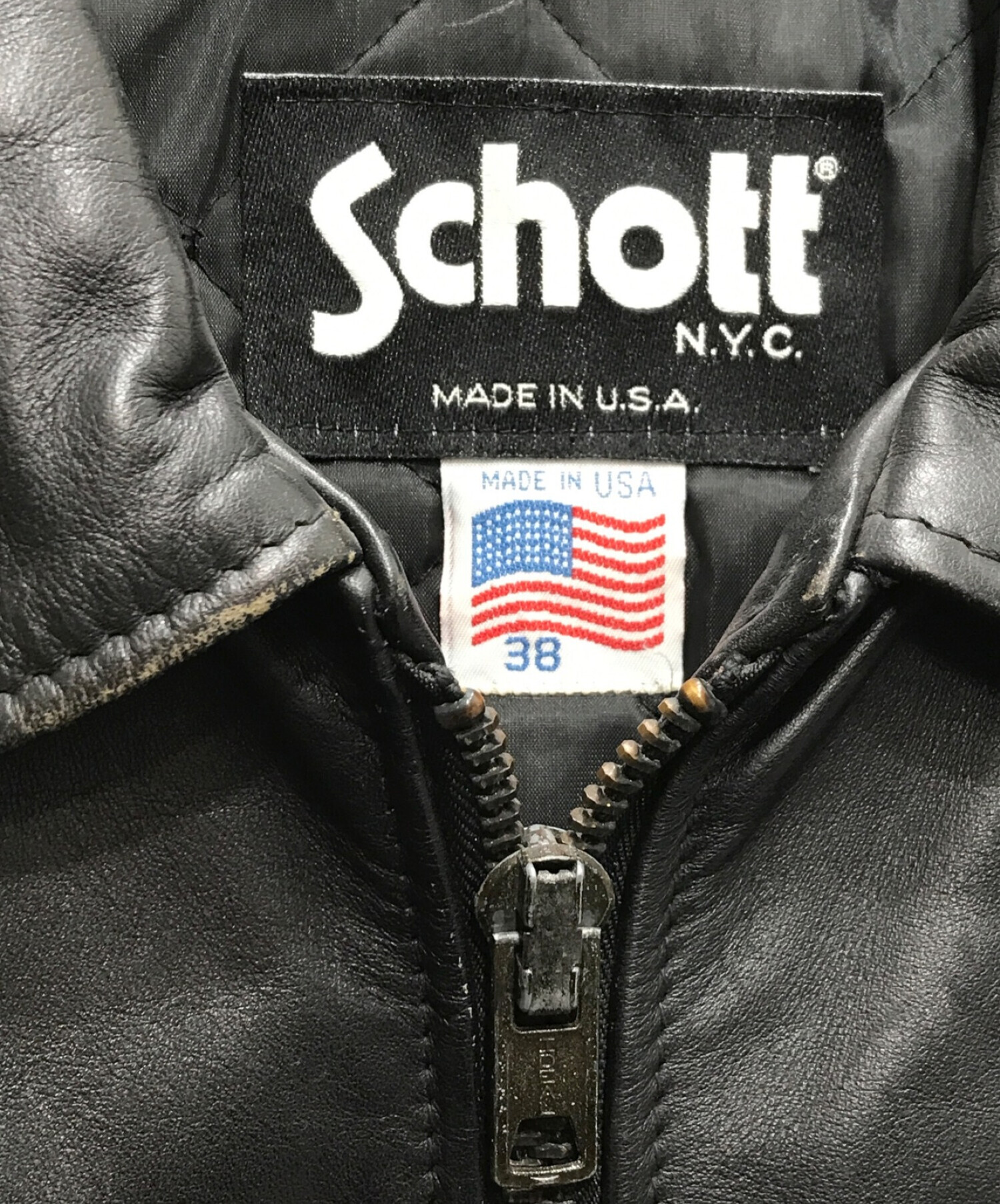 Schott (ショット) ポリスマンレザージャケット ブラック サイズ:38