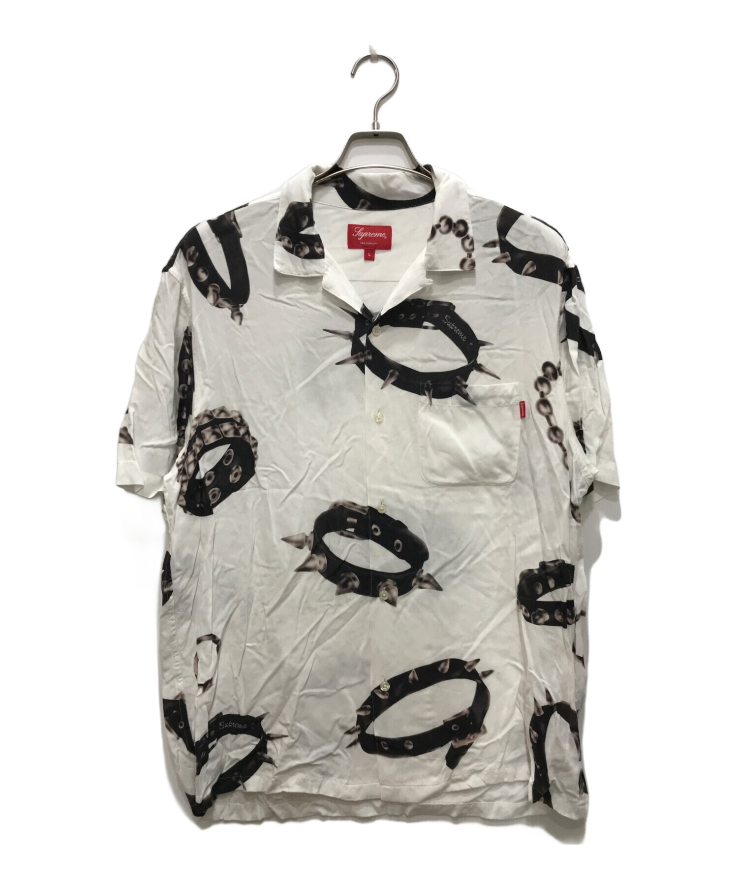 SUPREME (シュプリーム) Studded Collars Rayon S/S Shirt ホワイト サイズ:L