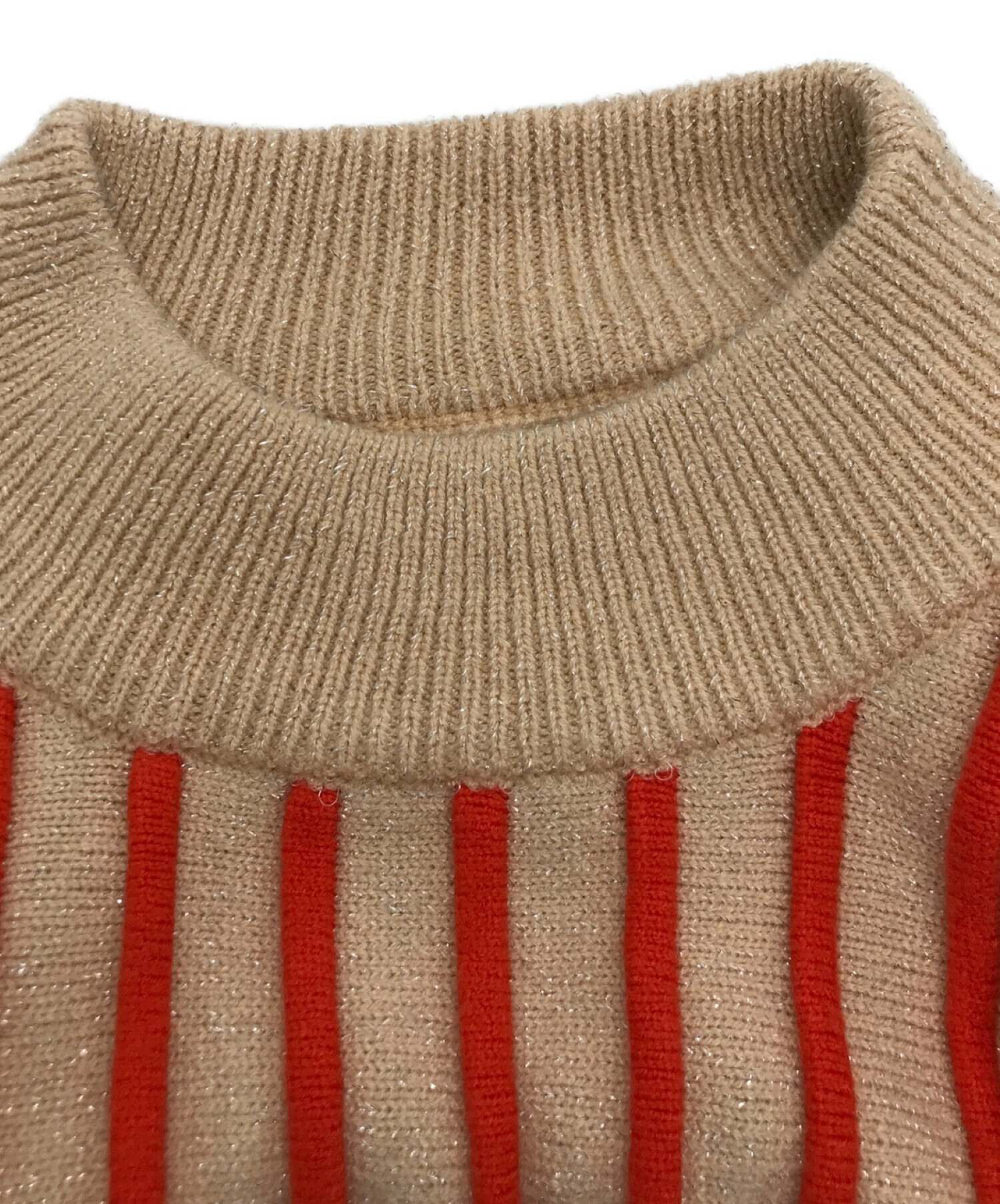 中古・古着通販】Ameri (アメリ) SWELL STRIPE KNIT ベージュ×オレンジ