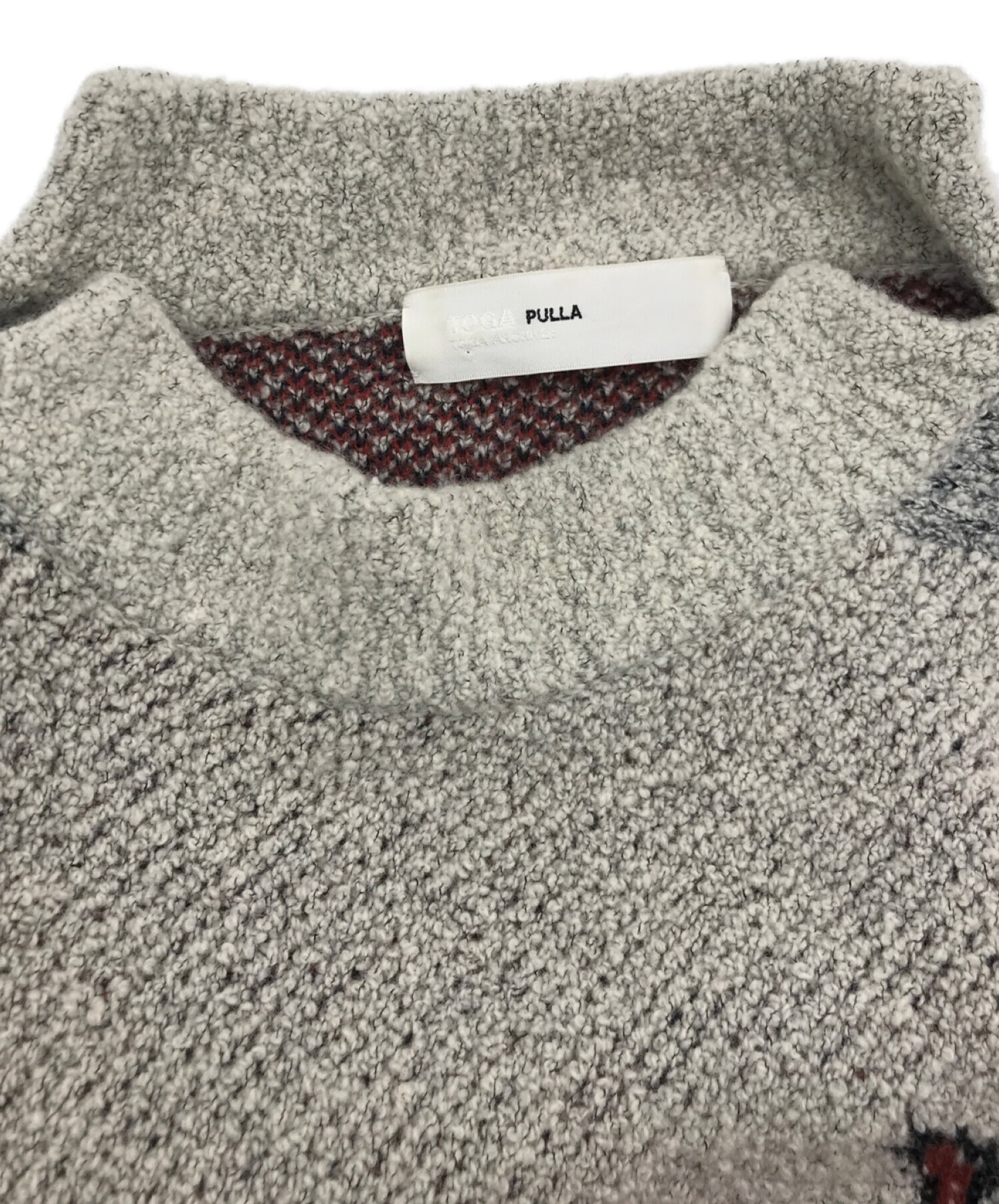 TOGA PULLA (トーガ プルラ) Rug jacquard knit pullover/ラグジャカードニットプルオーバー グレー サイズ:38