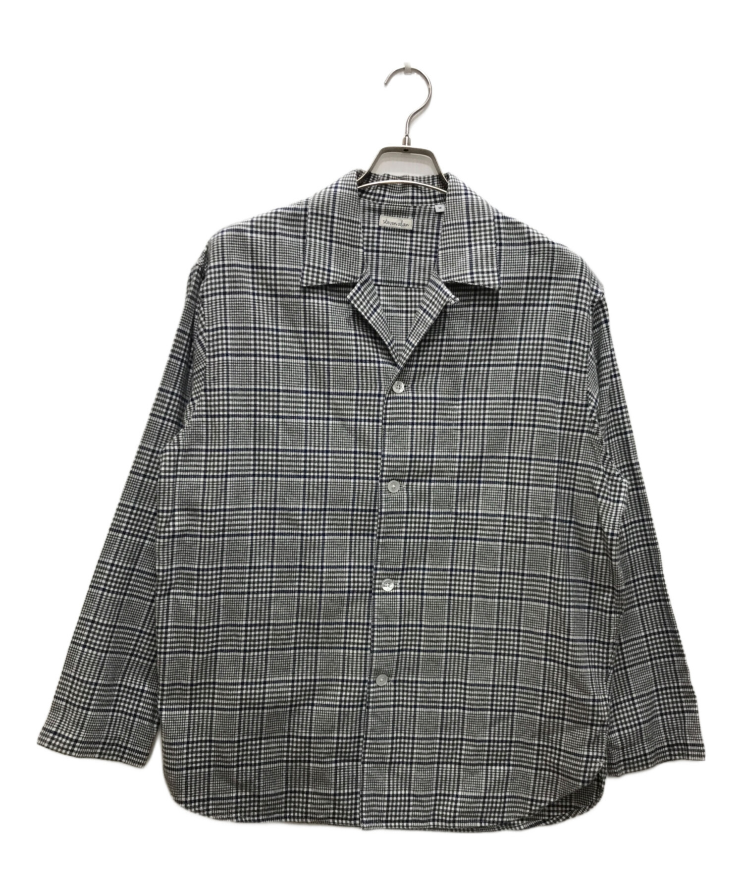 STEVEN ALAN (スティーブンアラン) VIYELLA CHECK OPEN COLLAR  SHIRT-DROP/ヴァイエラチェックオープンカラーシャツドロップ グレー サイズ:M