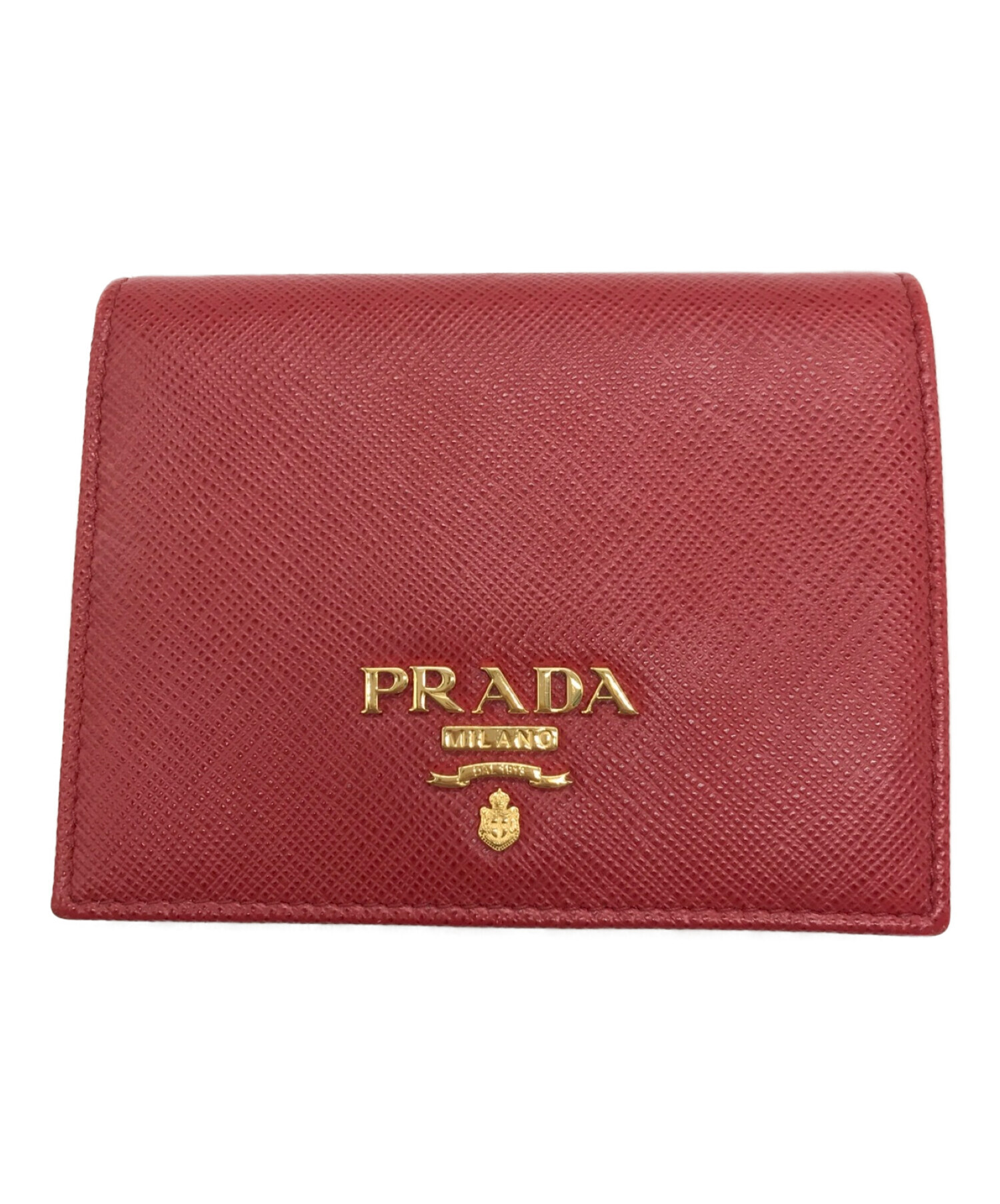 中古・古着通販】PRADA (プラダ) 2つ折り財布 レッド サイズ:下記参照 