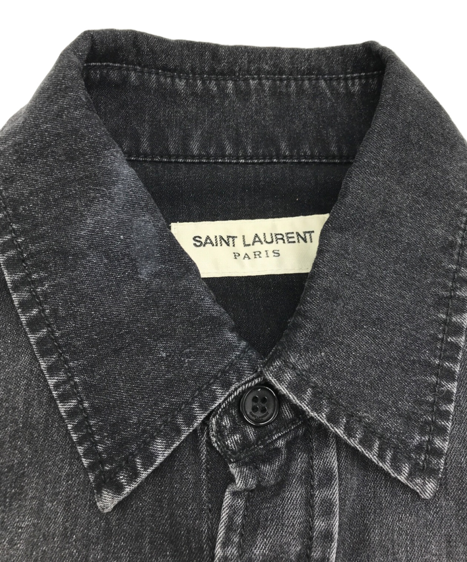 Saint Laurent Paris (サンローランパリ) プリントデニムシャツ ブラック サイズ:XS