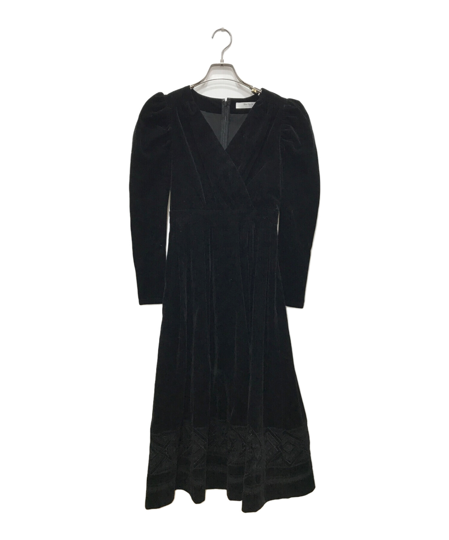 中古・古着通販】HER LIP TO (ハーリップトゥ) Embroidered Velour Midi Dress/エンブロイベロアミディドレス  ブラック サイズ:Ｓ｜ブランド・古着通販 トレファク公式【TREFAC FASHION】スマホサイト