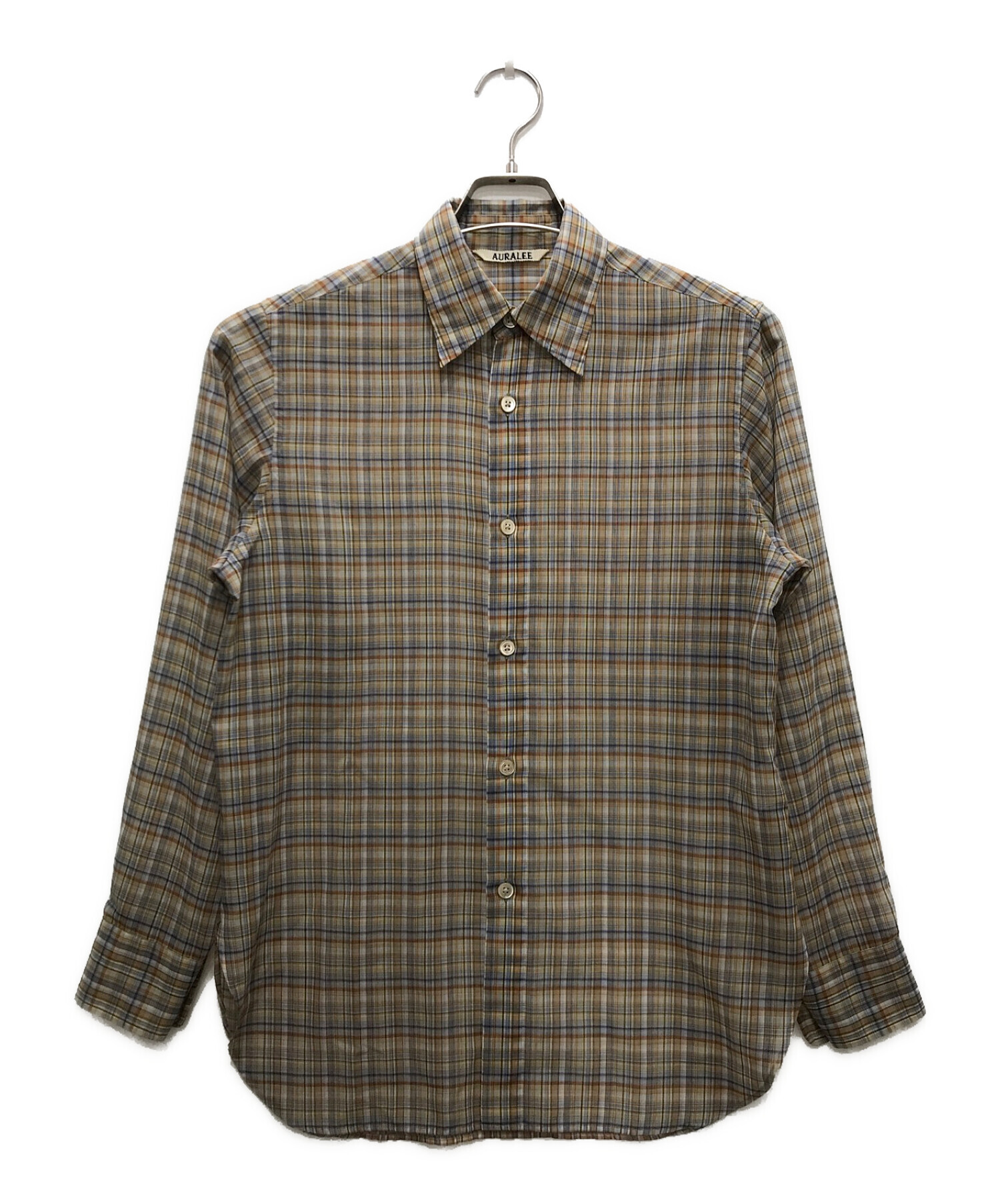 中古・古着通販】AURALEE (オーラリー) WOOL RECYCLE POLYESTER SHEER CHECK SHIRTS /ウールリサイクルポリエステルシアーチェックシャツ ブルー×ブラウン｜ブランド・古着通販 トレファク公式【TREFAC FASHION】スマホサイト