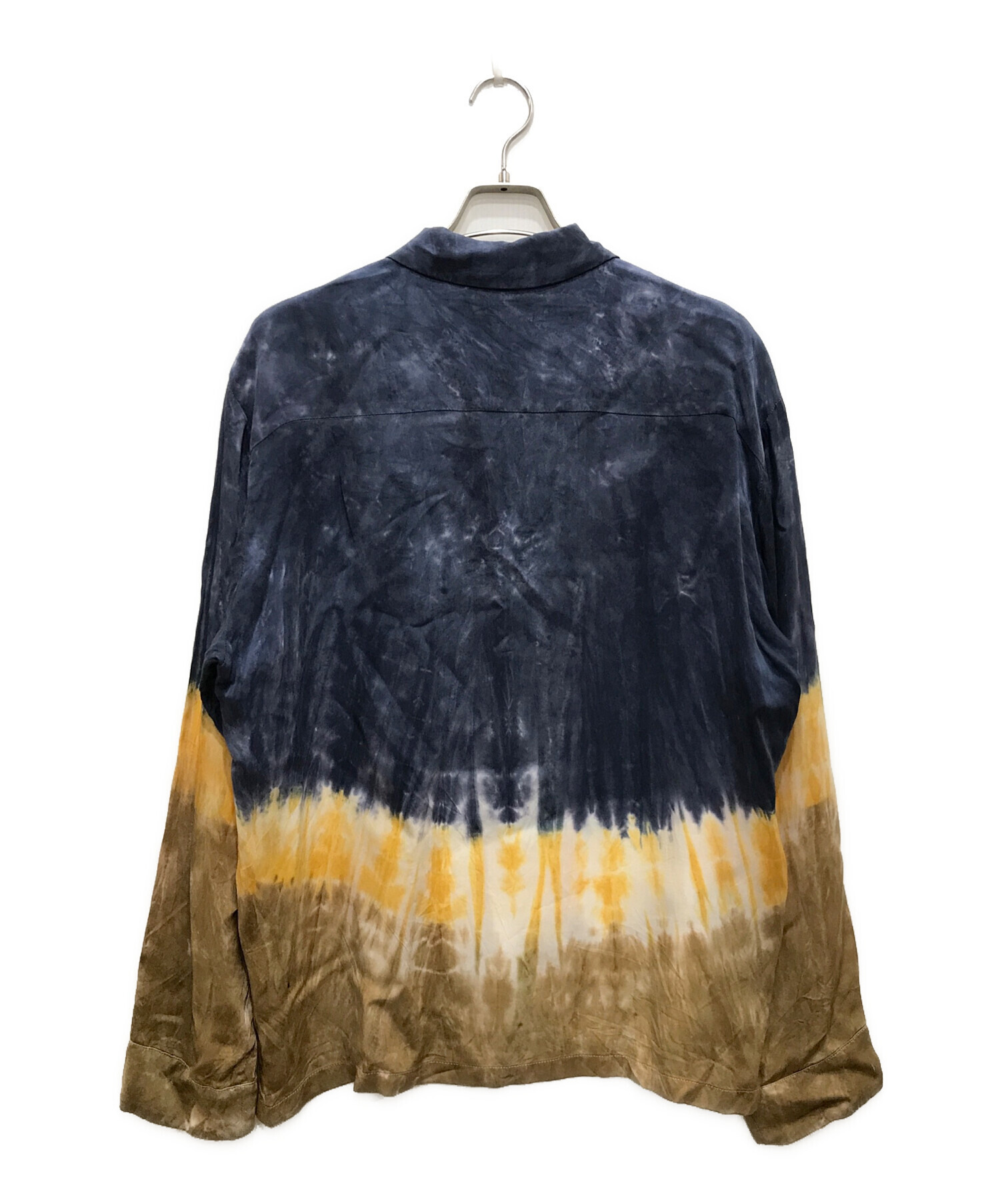 TOGA VIRILIS (トーガ ビリリース) INNER TIE DYE PRINT SHIRT/インナー タイダイ染め 長袖 シャツ  ブルー×イエロー サイズ:46