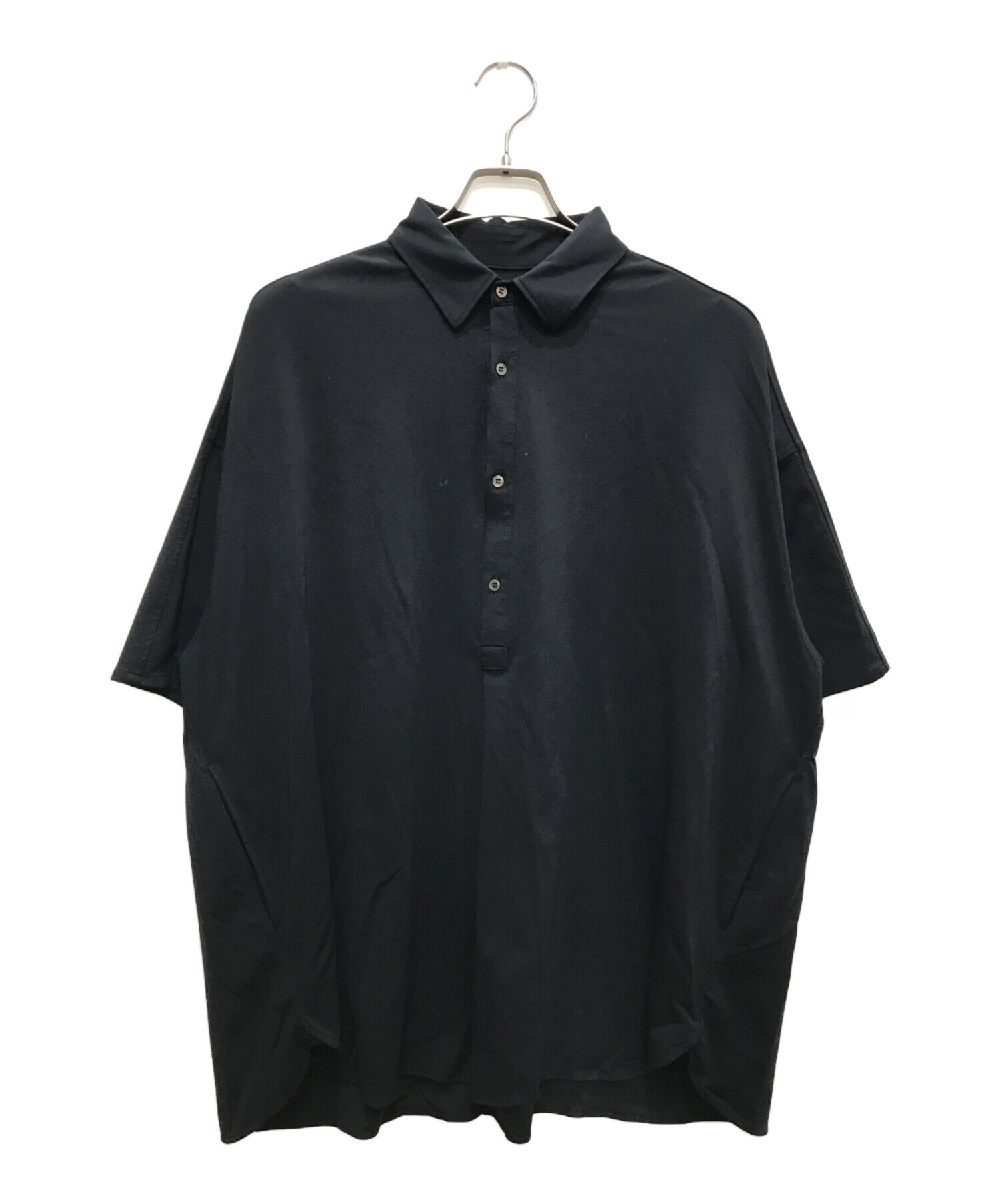 Graphpaper (グラフペーパー) Viscose Ponte S/S Yoke Sleeve Shirt/ビスコース ポンチ ヨーク スリーブ  シャツ ネイビー サイズ:F