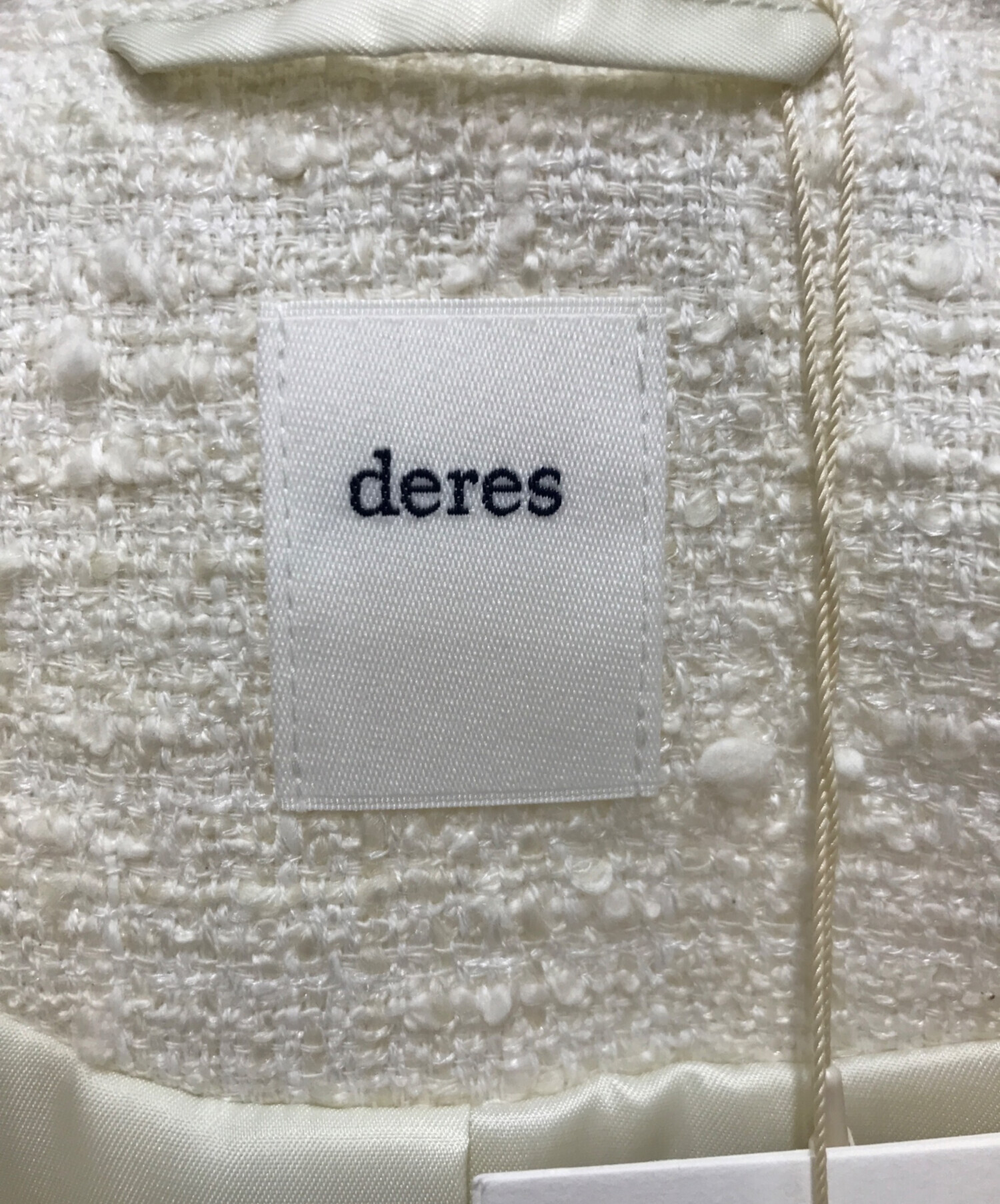 中古・古着通販】deres (deres) ショールカラーツイードジャケット ベージュ サイズ:FREE 未使用品｜ブランド・古着通販  トレファク公式【TREFAC FASHION】スマホサイト