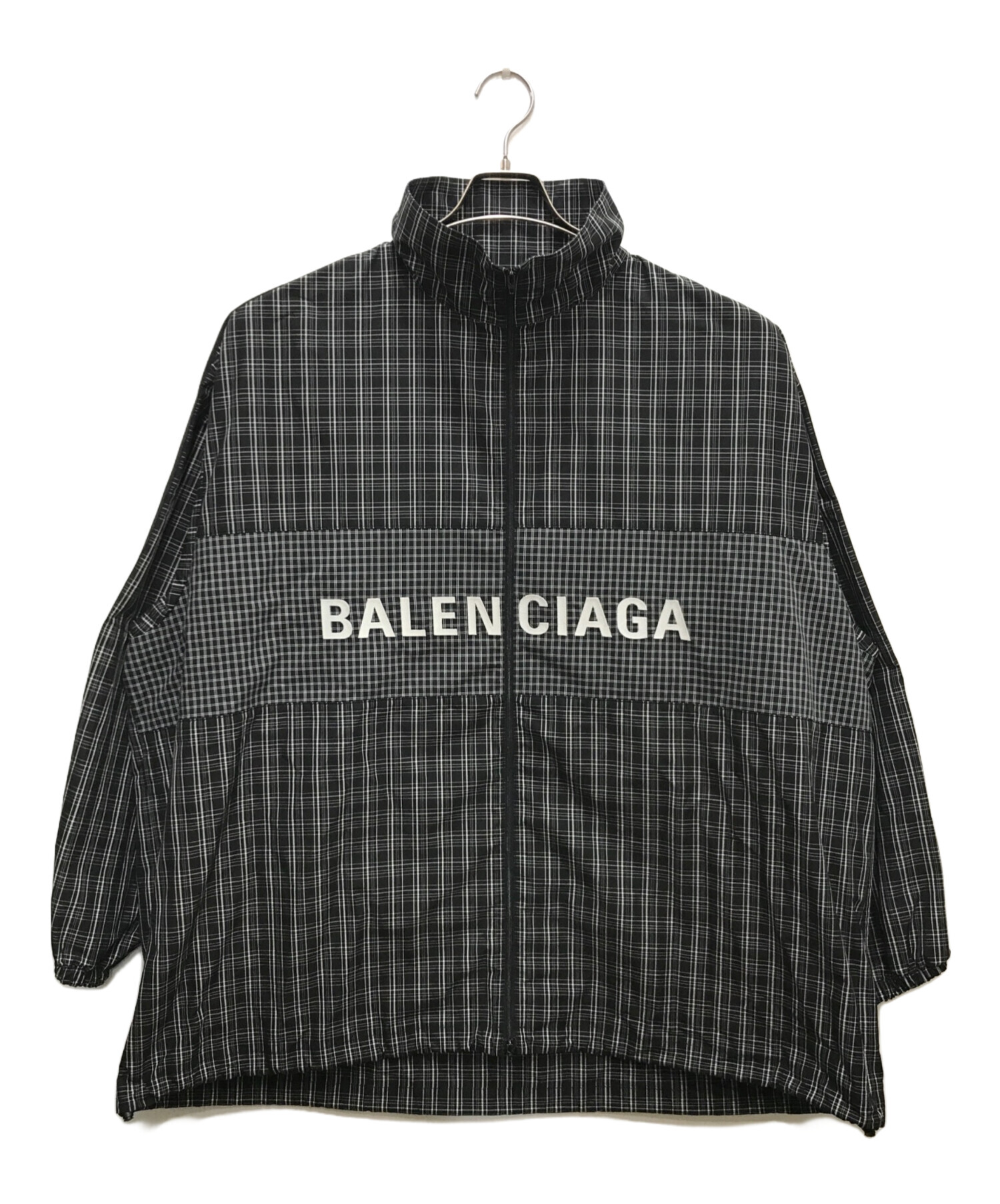 BALENCIAGA (バレンシアガ) フルジップロゴジャケット ホワイト×ブラック サイズ:44