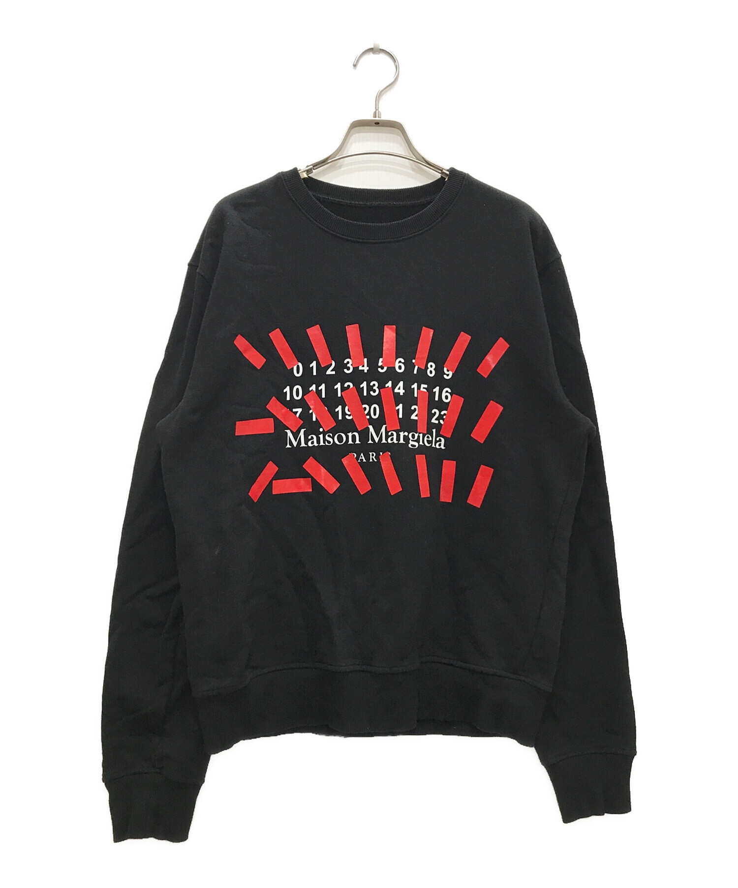 中古・古着通販】Maison Margiela (メゾンマルジェラ) TAPE LOGO PRINT SWEATSHIRT/21SS テープロゴ  プリント スウェット クルーネックトレーナー ブラック サイズ:46｜ブランド・古着通販 トレファク公式【TREFAC FASHION】スマホサイト