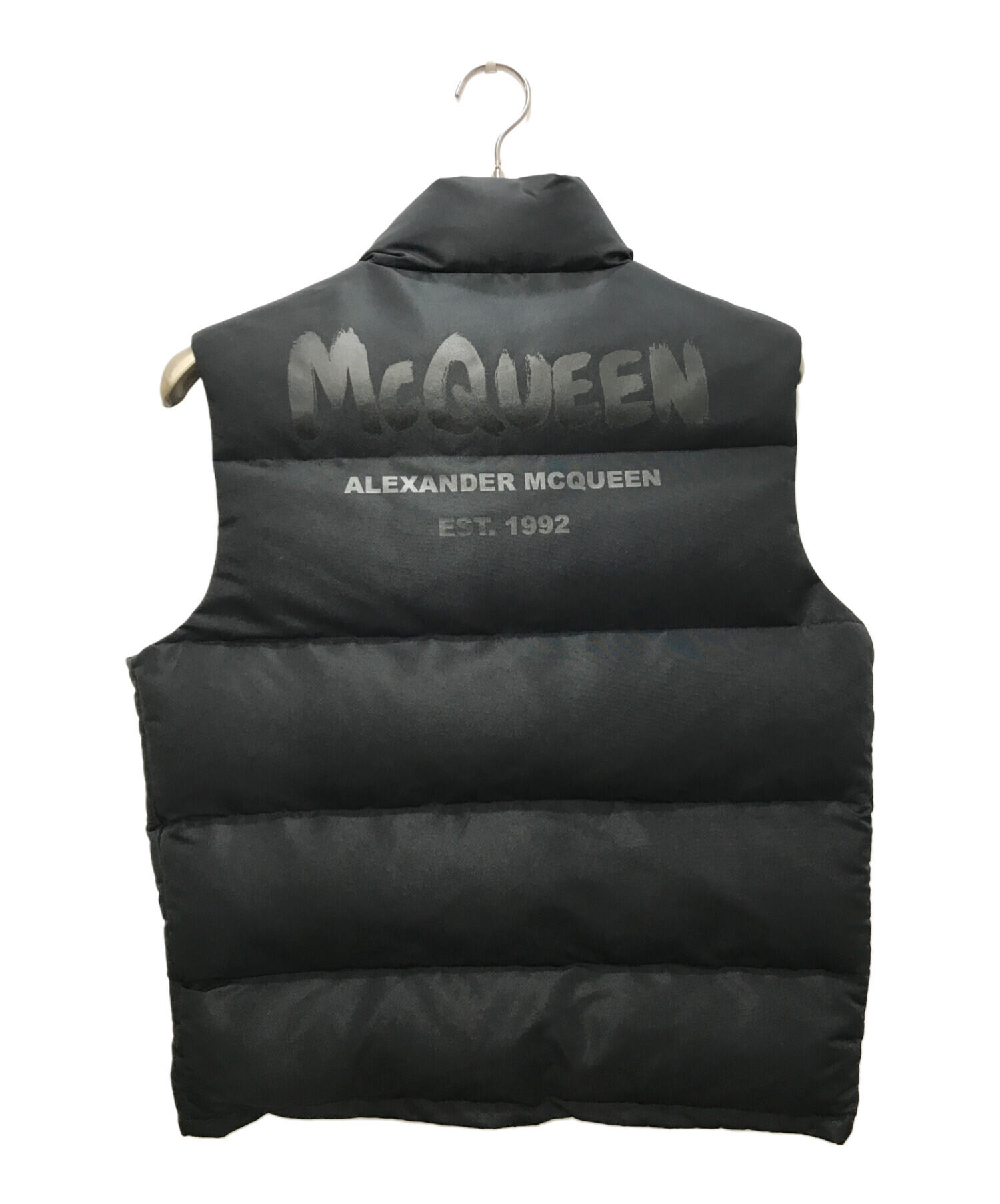 ALEXANDER McQUEEN (アレキサンダーマックイーン) バックロゴプリント ナイロンダウンベスト ブラック サイズ:48