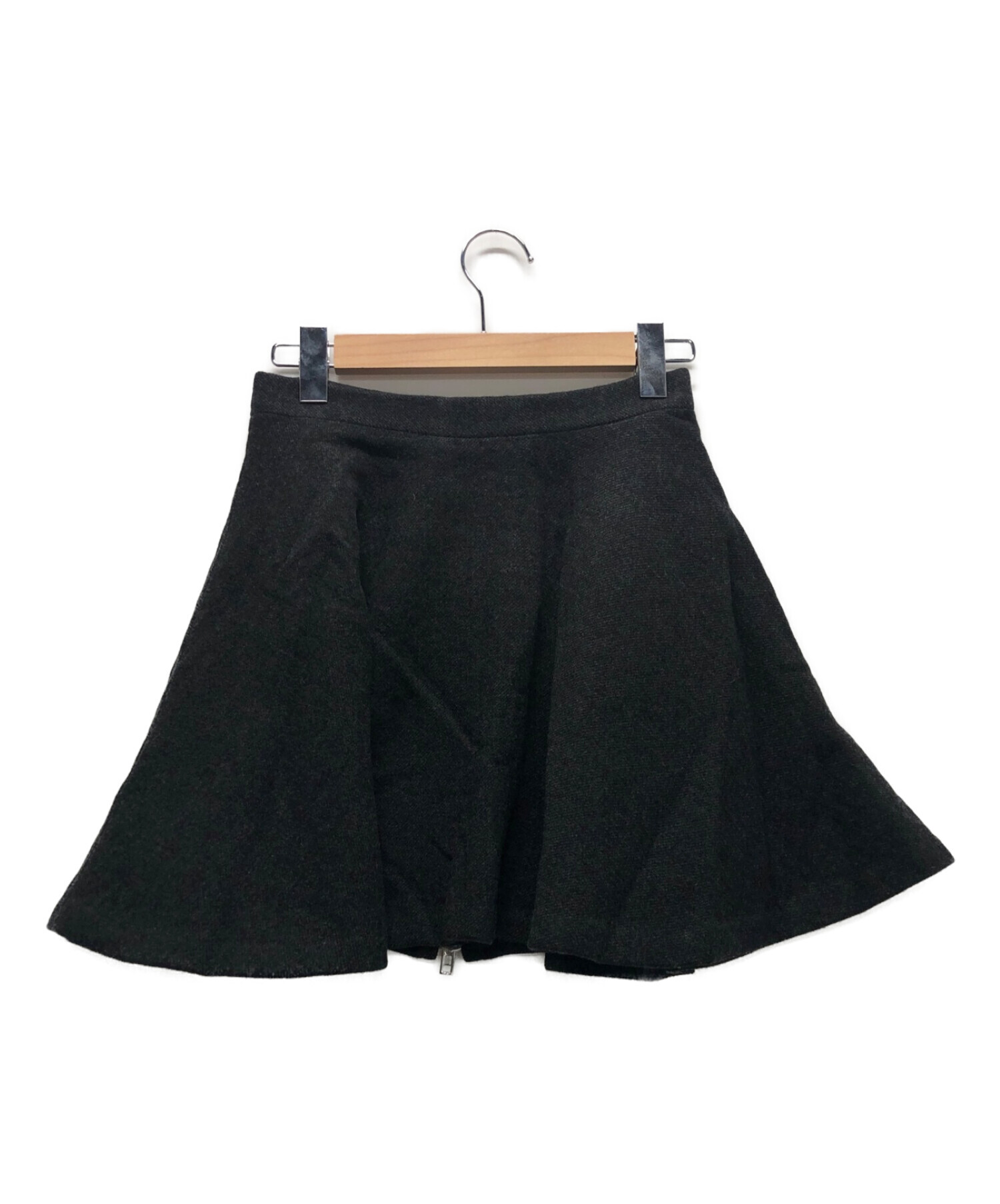 MIU MIU (ミュウミュウ) フロントジップウールスカート グレー サイズ:40
