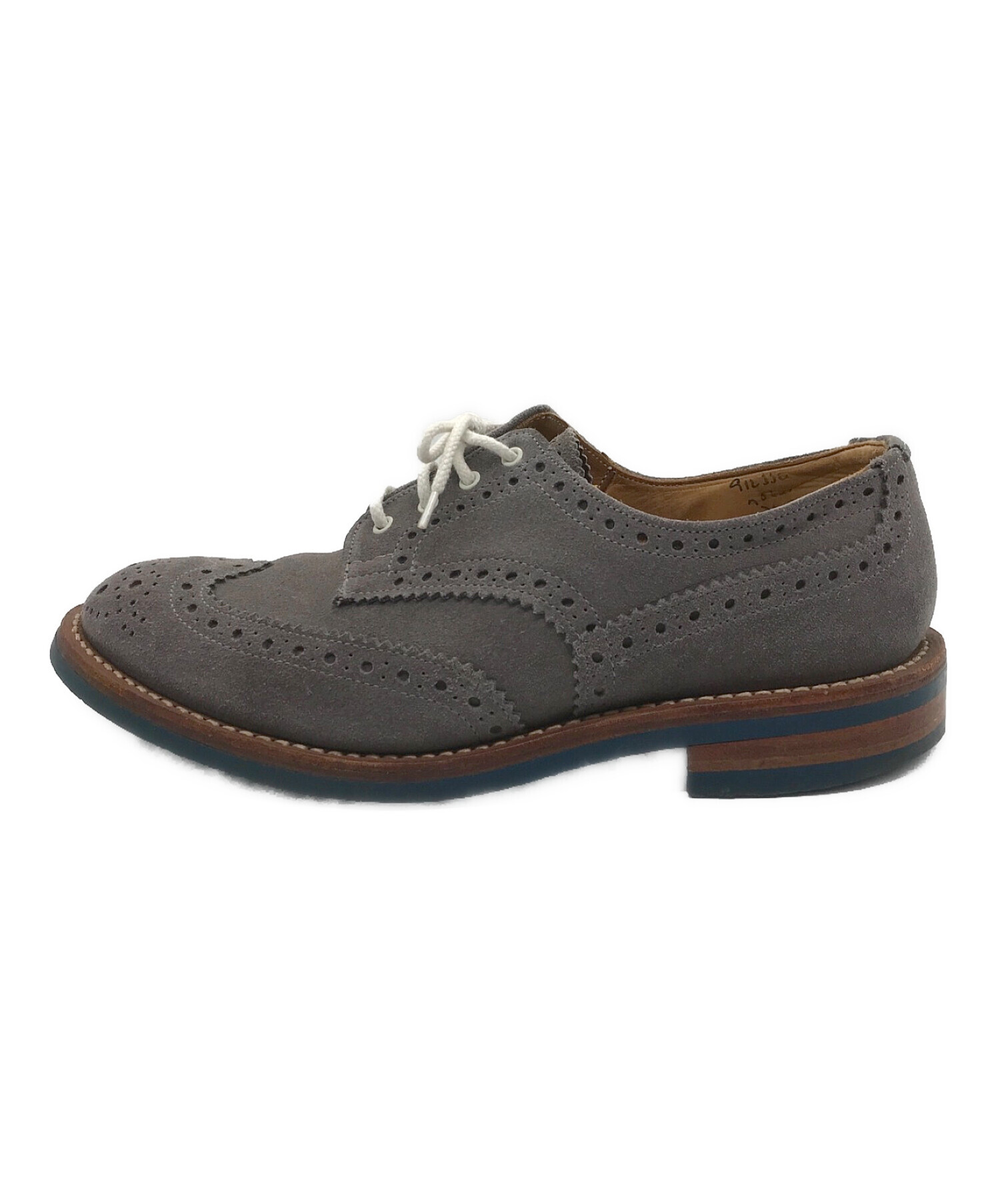 Tricker's (トリッカーズ) スエードウィングチップシューズ グレー サイズ:SIZE 7.5