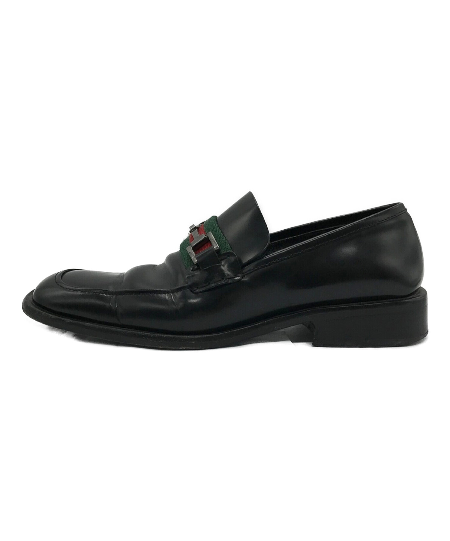 GUCCI (グッチ) スクエアトゥシェリーラインビットローファー ブラック サイズ:SIZE 35 1/2C