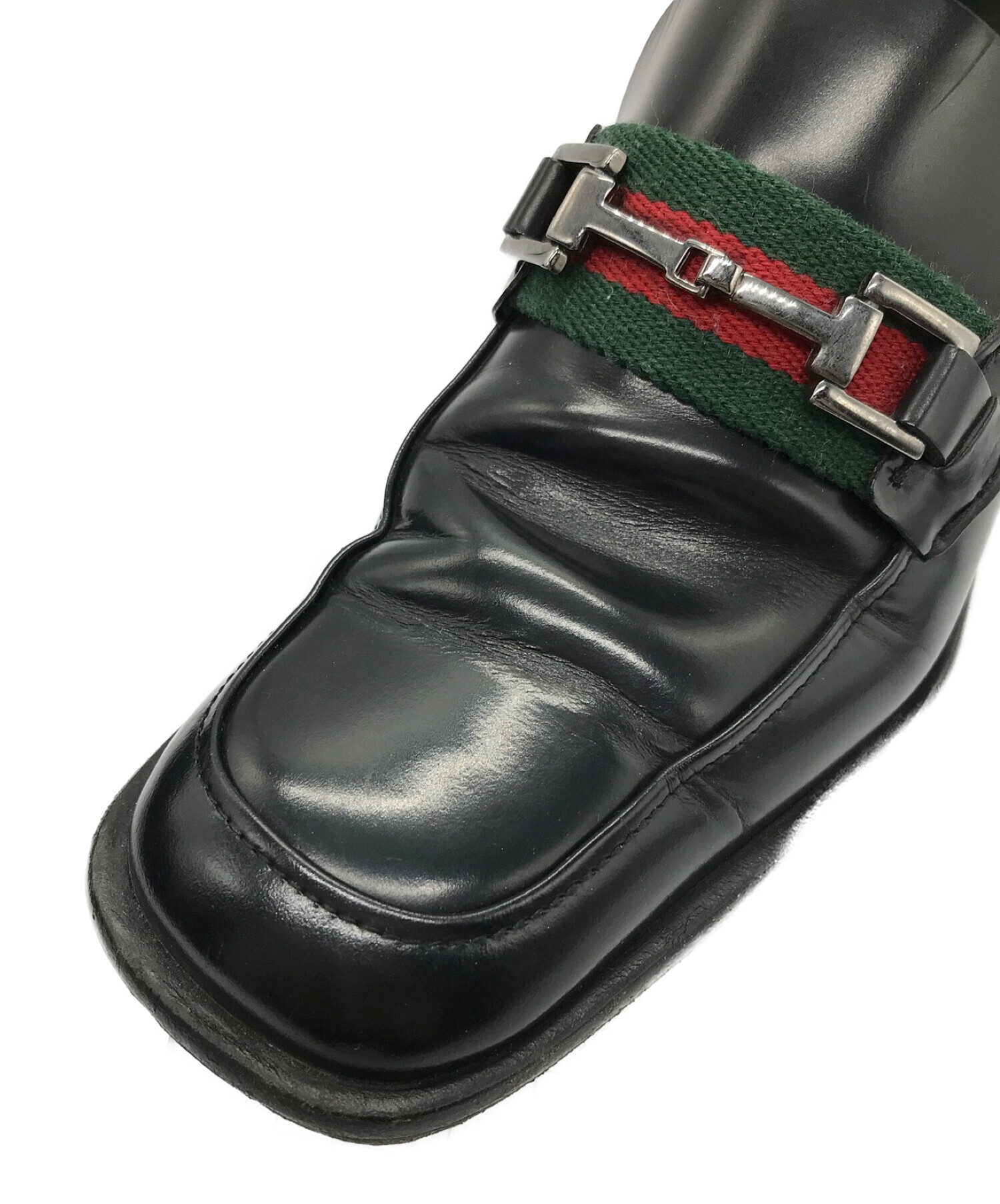 GUCCI (グッチ) スクエアトゥシェリーラインビットローファー ブラック サイズ:SIZE 35 1/2C