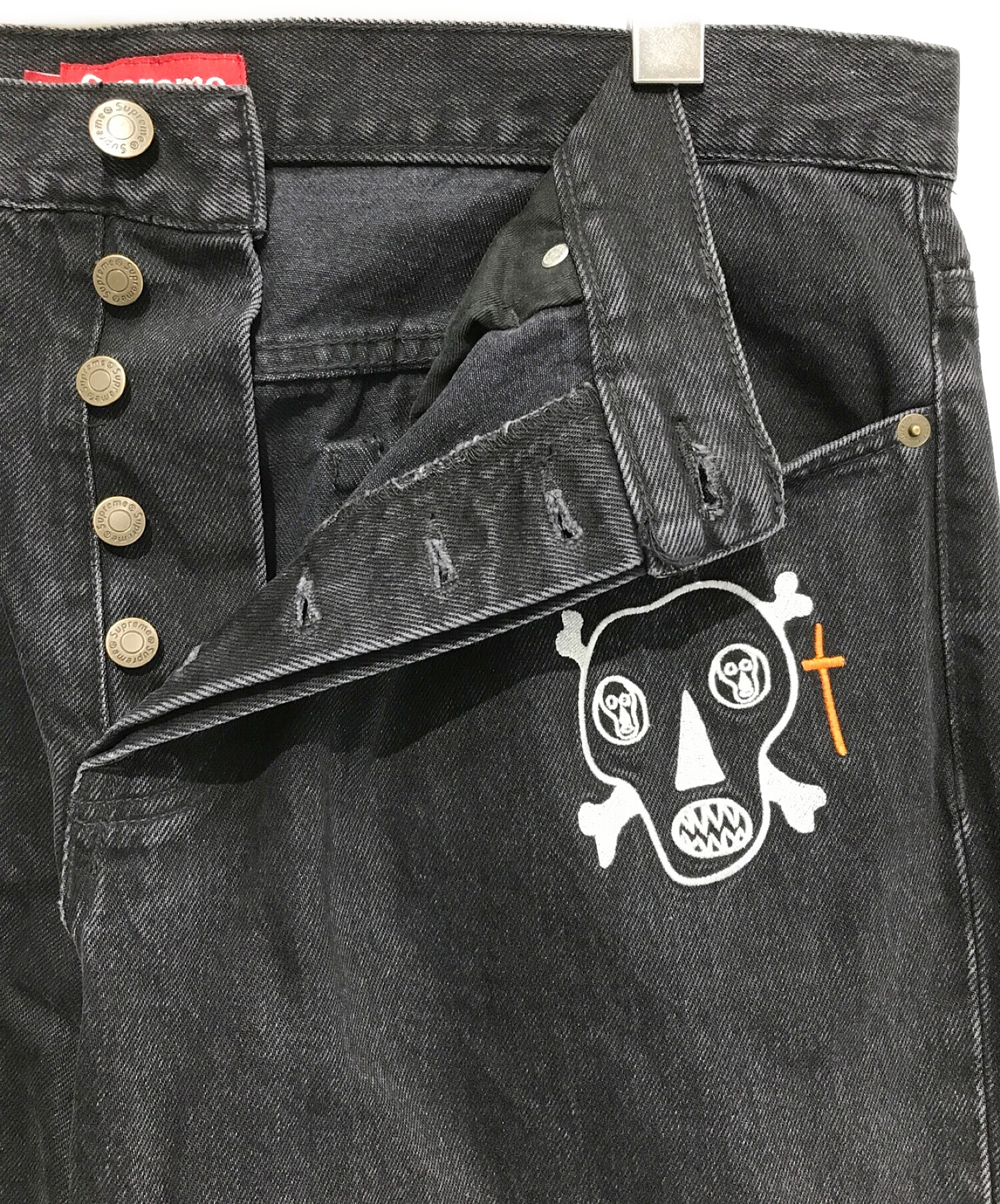 Supreme×Clayton Patterson (シュプリーム×クレイトンパターソン) Skulls Embroidered Regular  Jean ブラック サイズ:SIZE 91cm (W36)