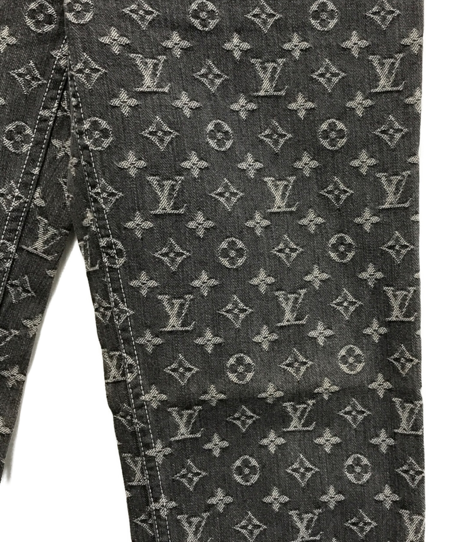 LOUIS VUITTON (ルイ ヴィトン) モノグラムデニムジャガードパンツ グレー サイズ:SIZE 36