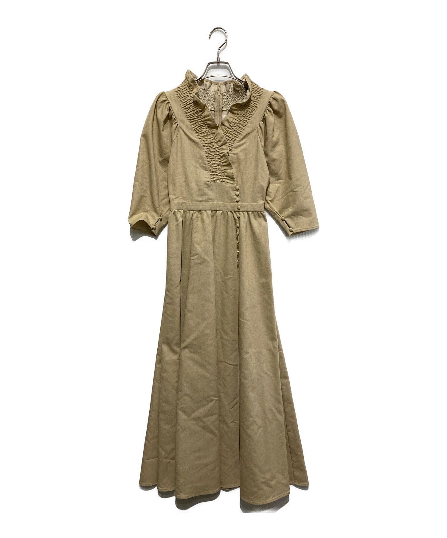 ameri vintage SHIRRINGCOLLAR DENIM DRESS