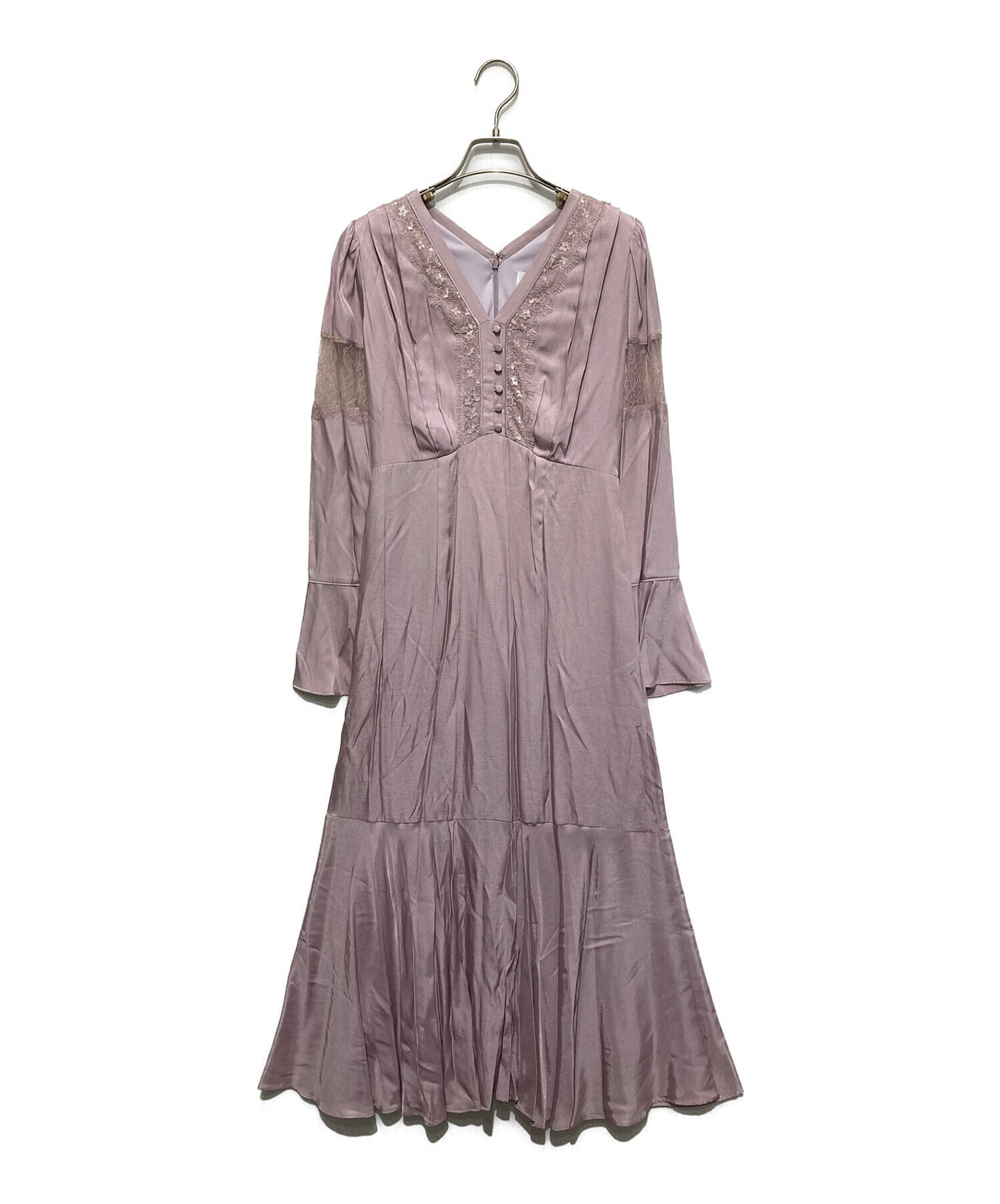 Ameri vintageアメリヴィンテージ FLARE SATIN DRESS-