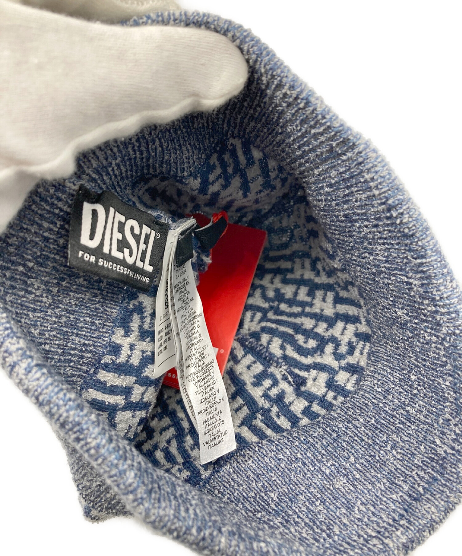 中古・古着通販】DIESEL (ディーゼル) ニット帽 ネイビー×ホワイト