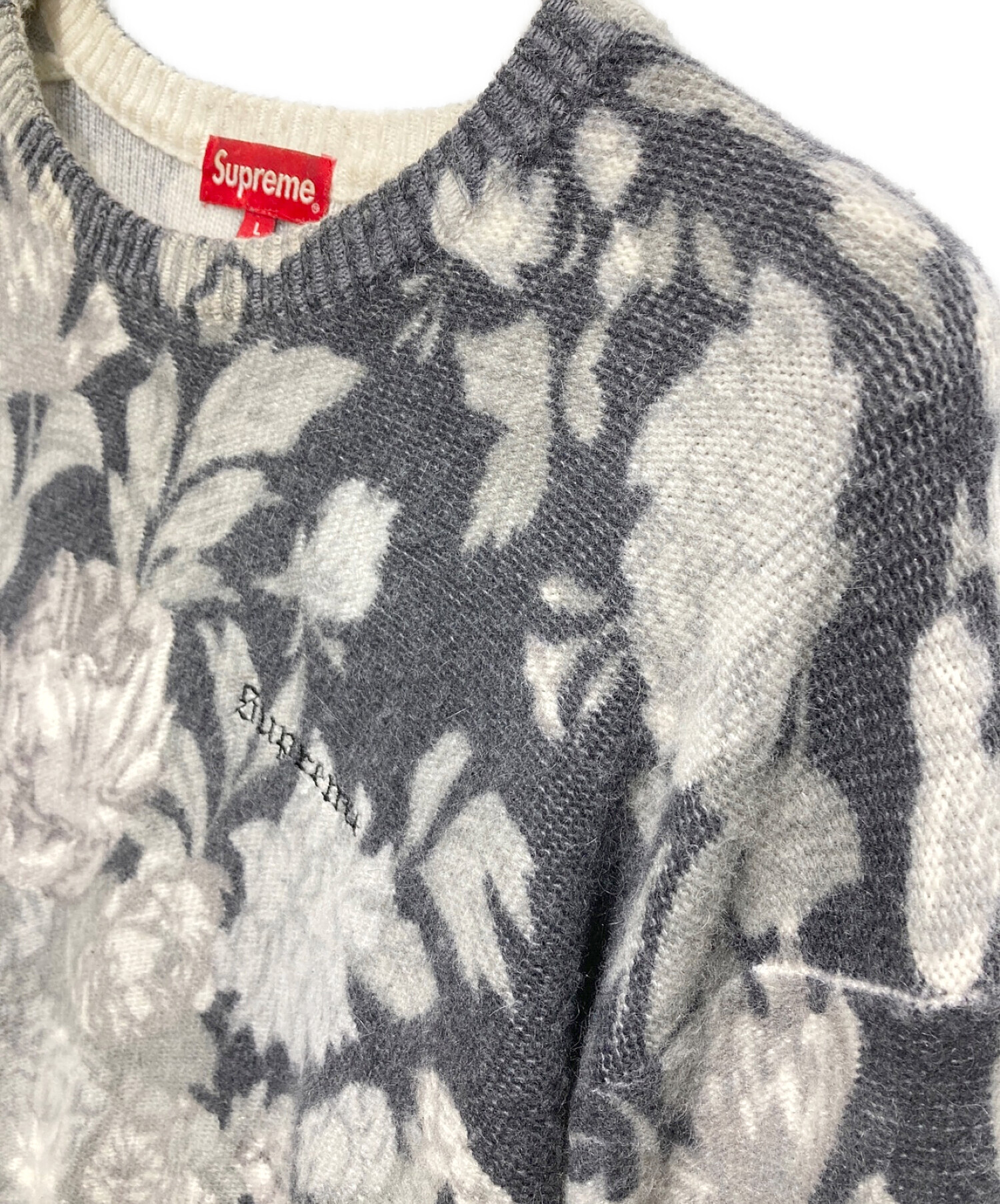 SUPREME (シュプリーム) Printed floral angora sweater グレー サイズ:SIZE L
