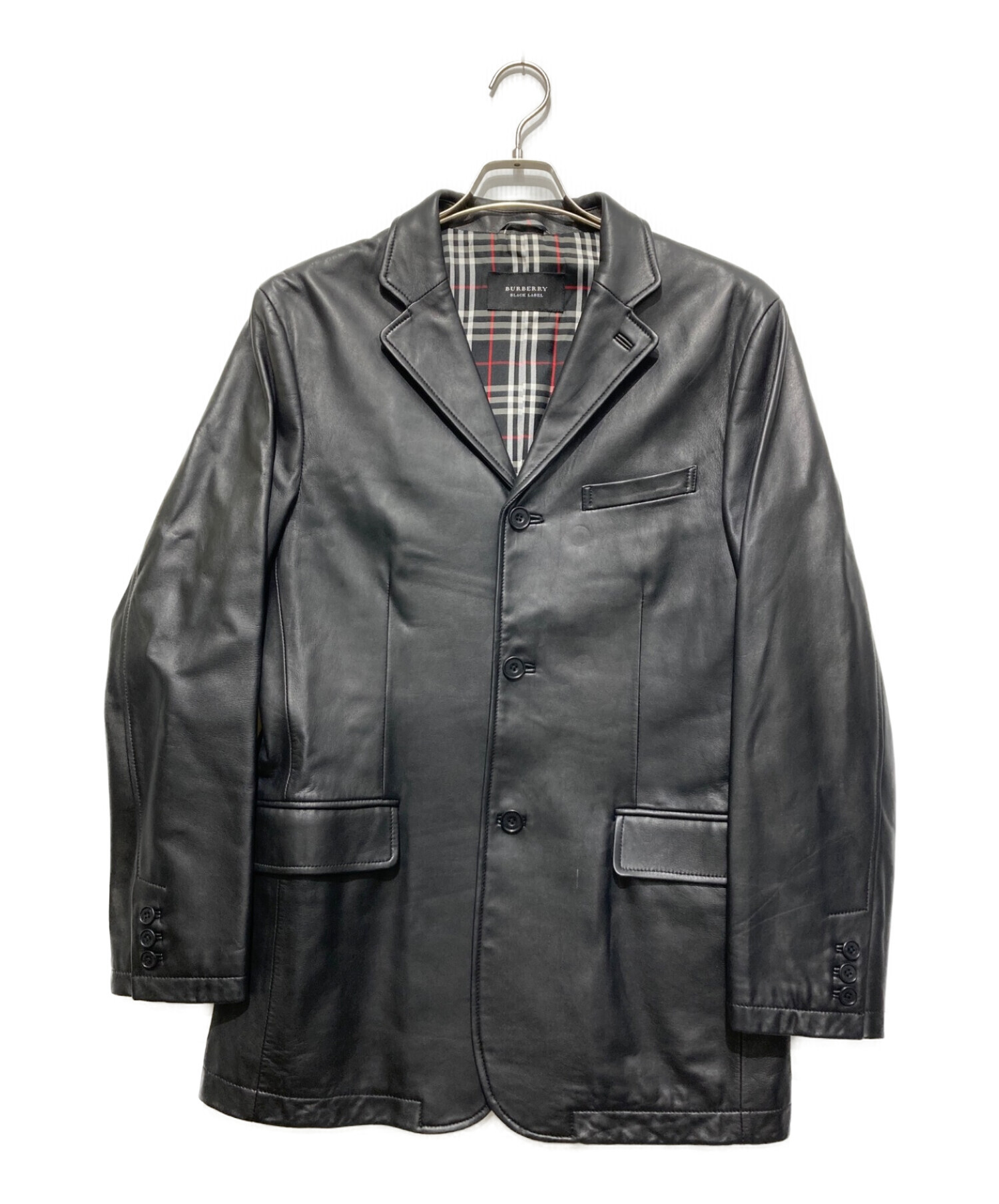 BURBERRY BLACK LABEL (バーバリーブラックレーベル) ラムレザージャケット ブラック サイズ:SIZE L