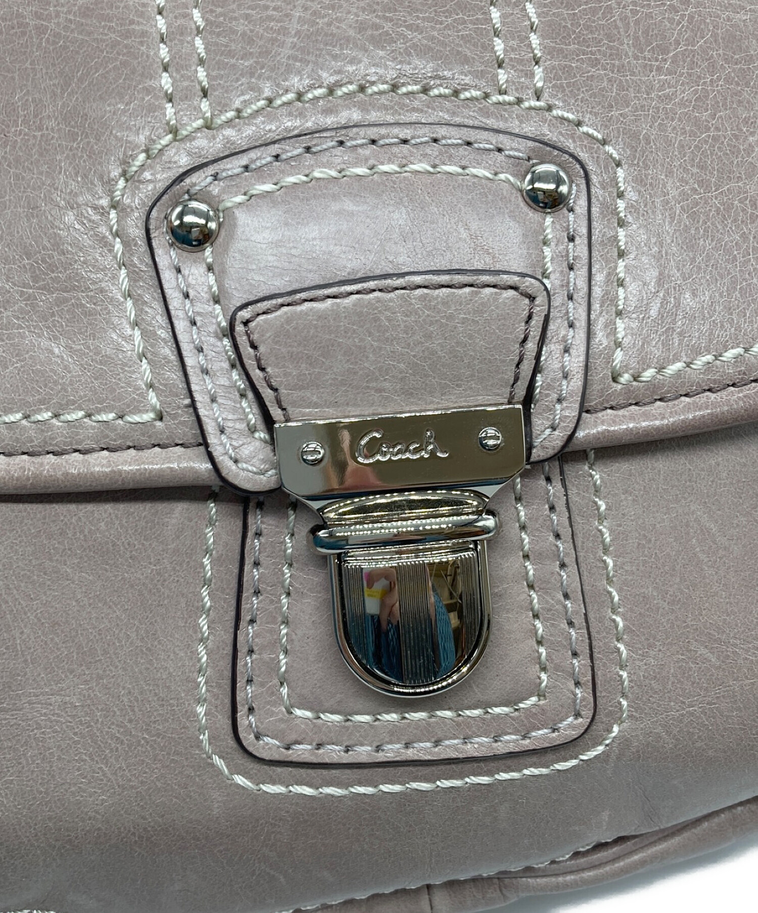 COACH (コーチ) ポピーレザーショルダーバッグ ベージュ