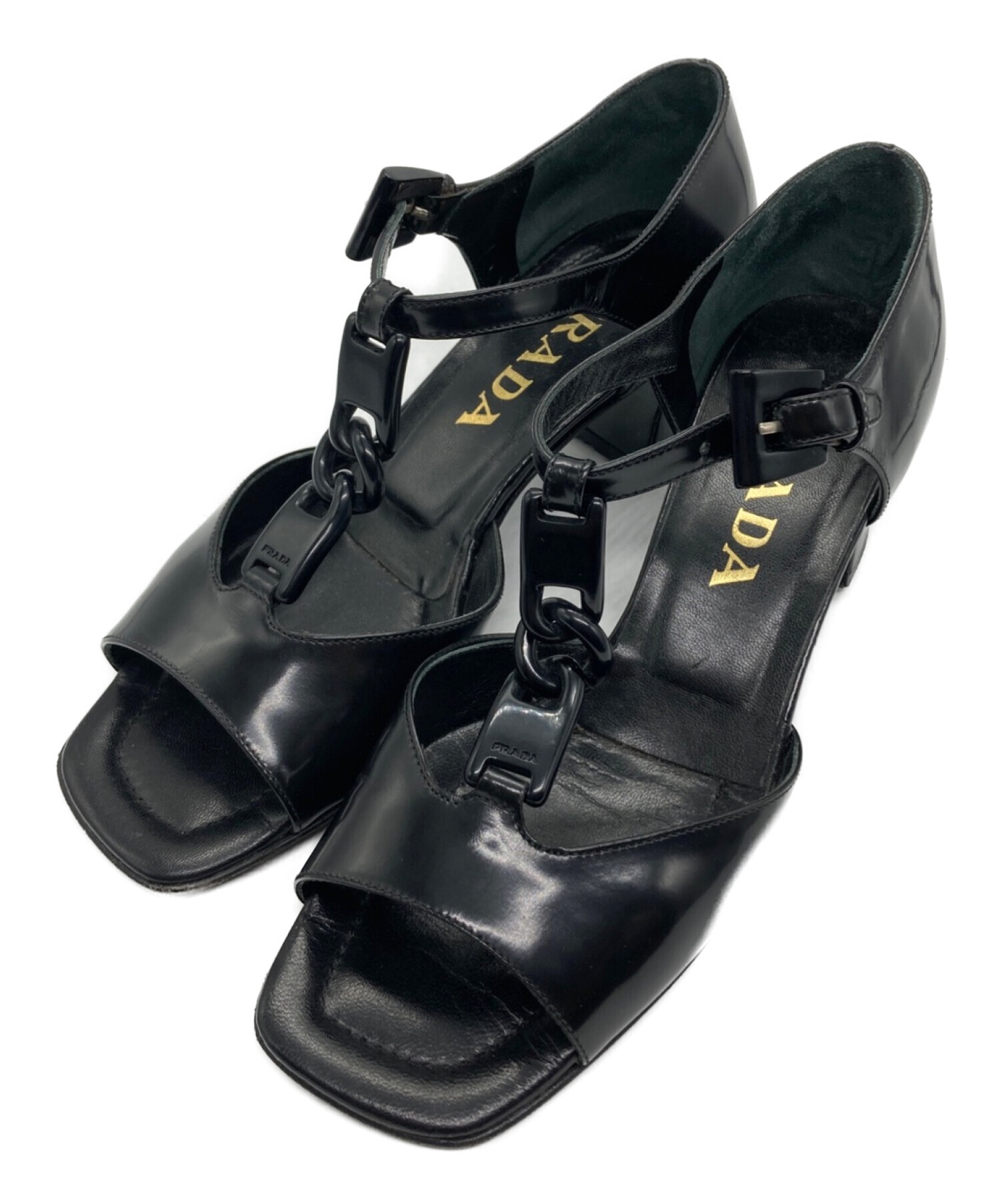 PRADA (プラダ) Tストラップサンダル ブラック サイズ:SIZE 36 1/2