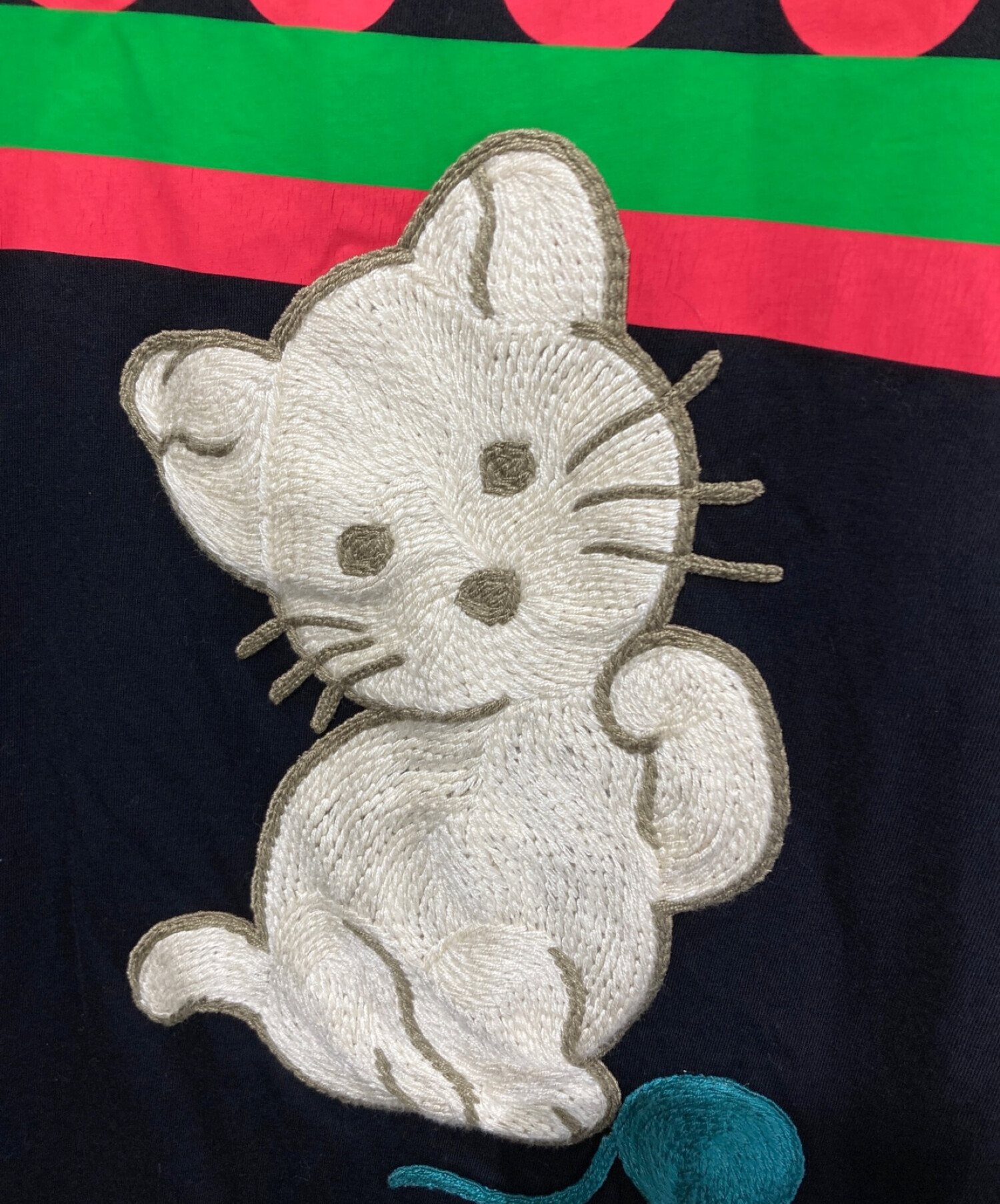 中古・古着通販】GUCCI (グッチ) キャット刺繍Tシャツ ブラック サイズ