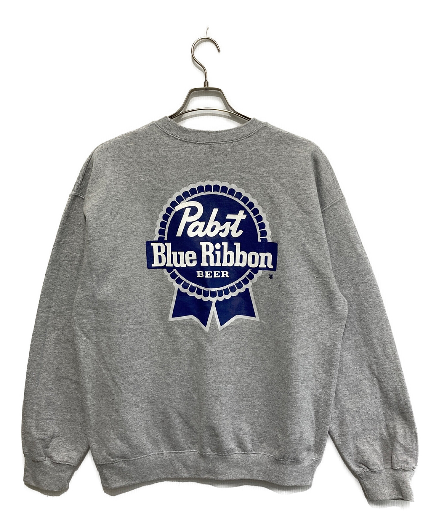 Pabst Blue Ribbon (パブストブルーリボン) プリントスウェット グレー×ブルー サイズ:SIZE L