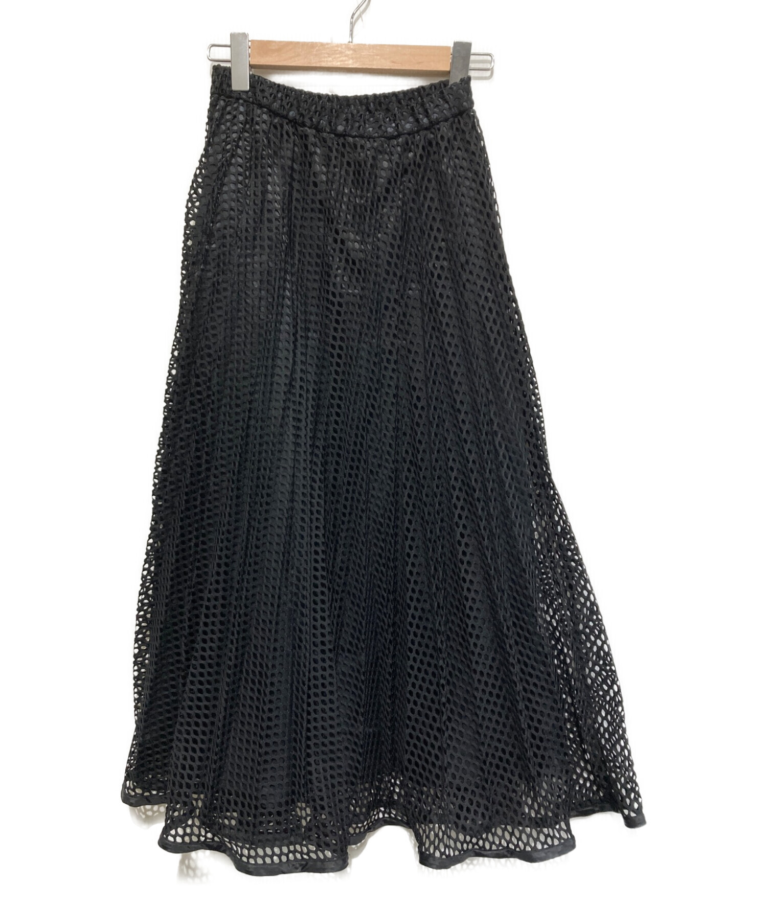 UN3D. (アンスリード) メッシュオリガミプリーツスカート ブラック サイズ:SIZE 38
