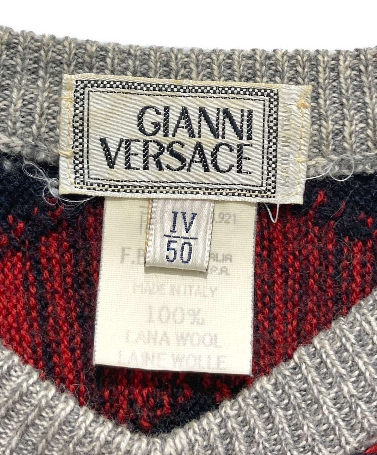 GIANNI VERSACE (ジャンニヴェルサーチ) アーカイブ総柄ニット マルチカラー サイズ:SIZE 50