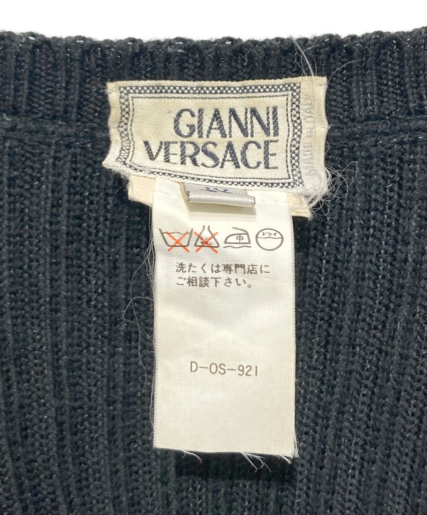 GIANNI VERSACE (ジャンニヴェルサーチ) 古着ジップアップニットジャケット ブラック サイズ:SIZE 50