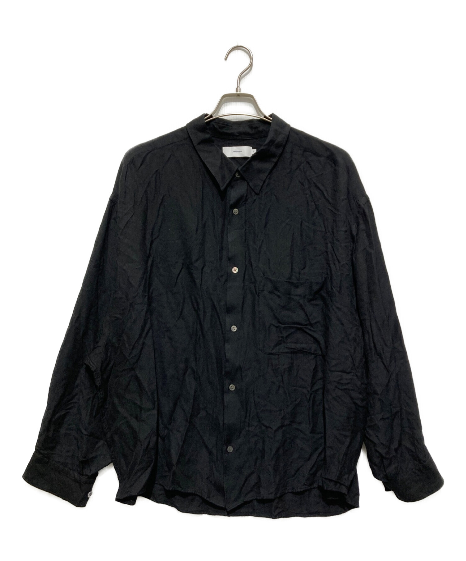 Graphpaper (グラフペーパー) Viscose Regular Collar Big Sleeve Shirt ブラック サイズ:SIZE  FREE