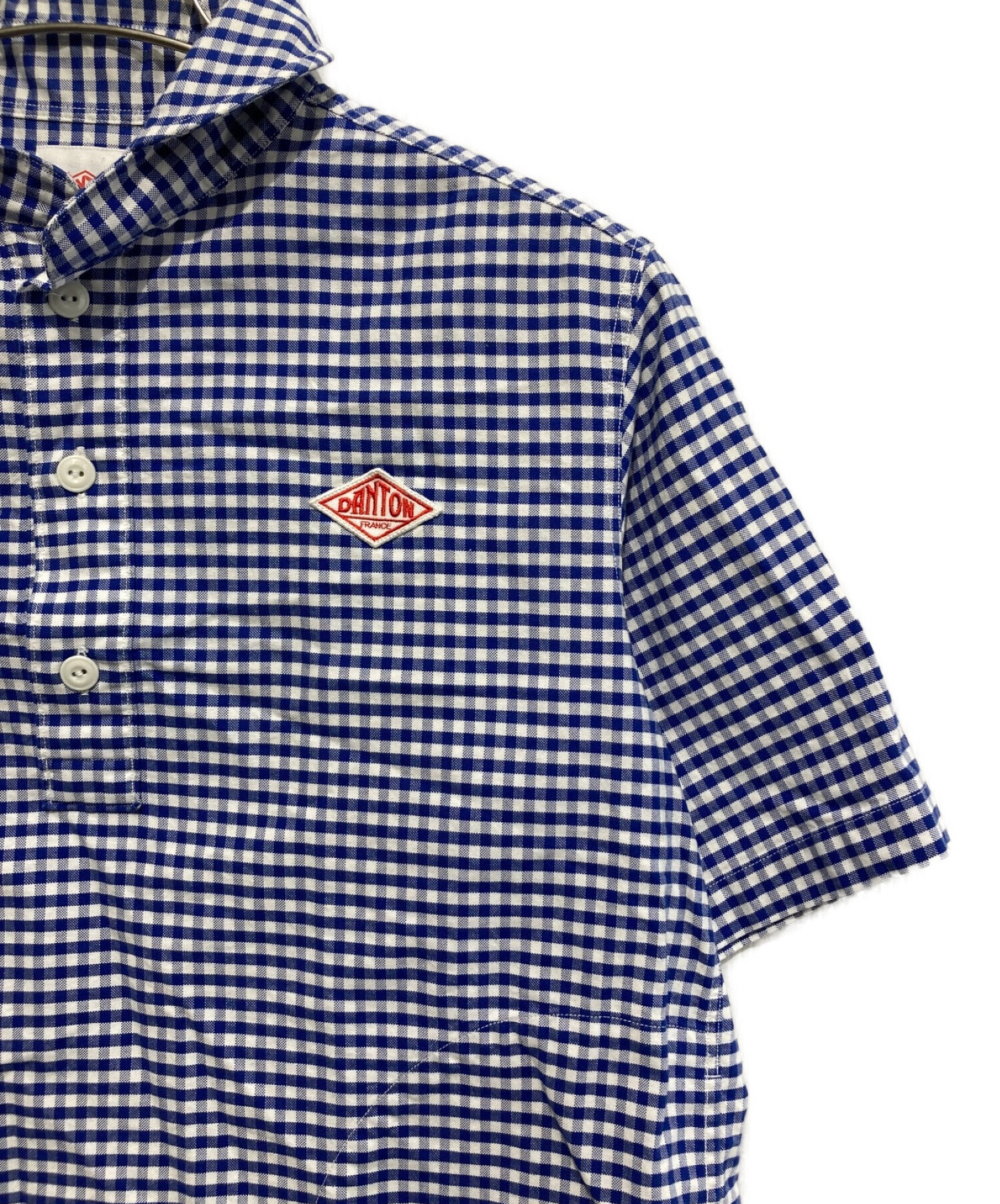DANTON (ダントン) 丸襟ポケット付プルオーバー 半袖シャツ ブルー サイズ:SIZE 34