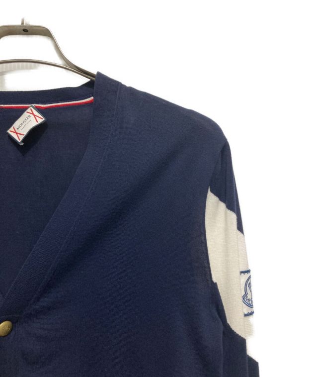 MONCLER GAMME BLEU (モンクレール ガム ブルー) maglia tricot cardigan ネイビー×ホワイト  サイズ:SIZE S