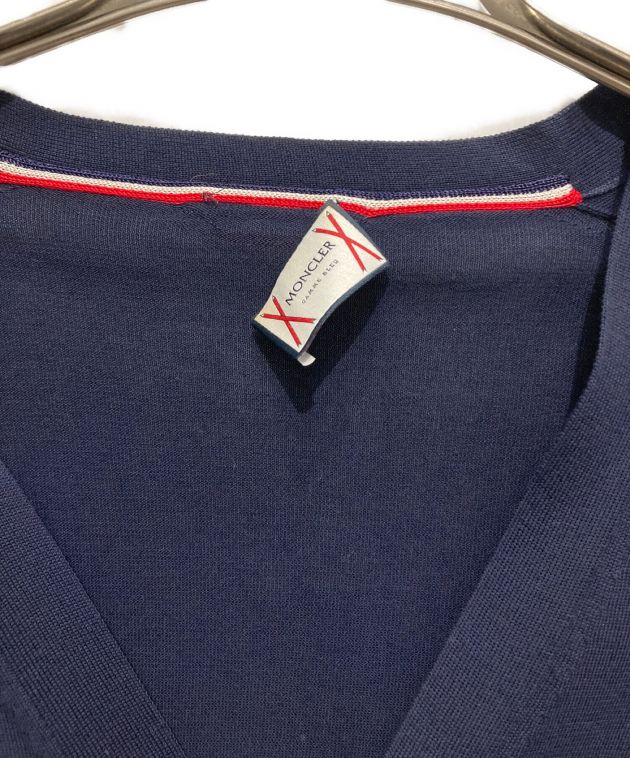 MONCLER GAMME BLEU (モンクレール ガム ブルー) maglia tricot cardigan ネイビー×ホワイト  サイズ:SIZE S
