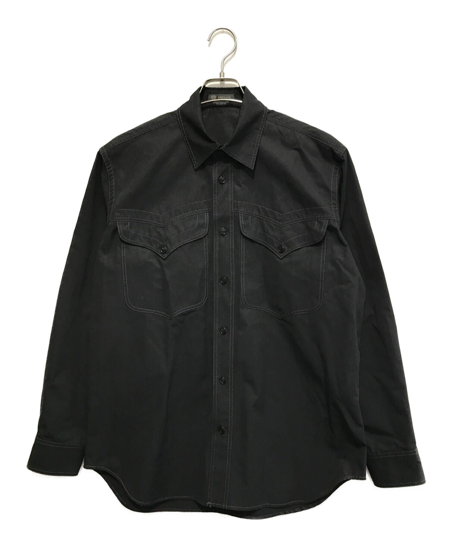 VERSACE (ヴェルサーチ) シャツジャケット ブラック サイズ:SIZE 37