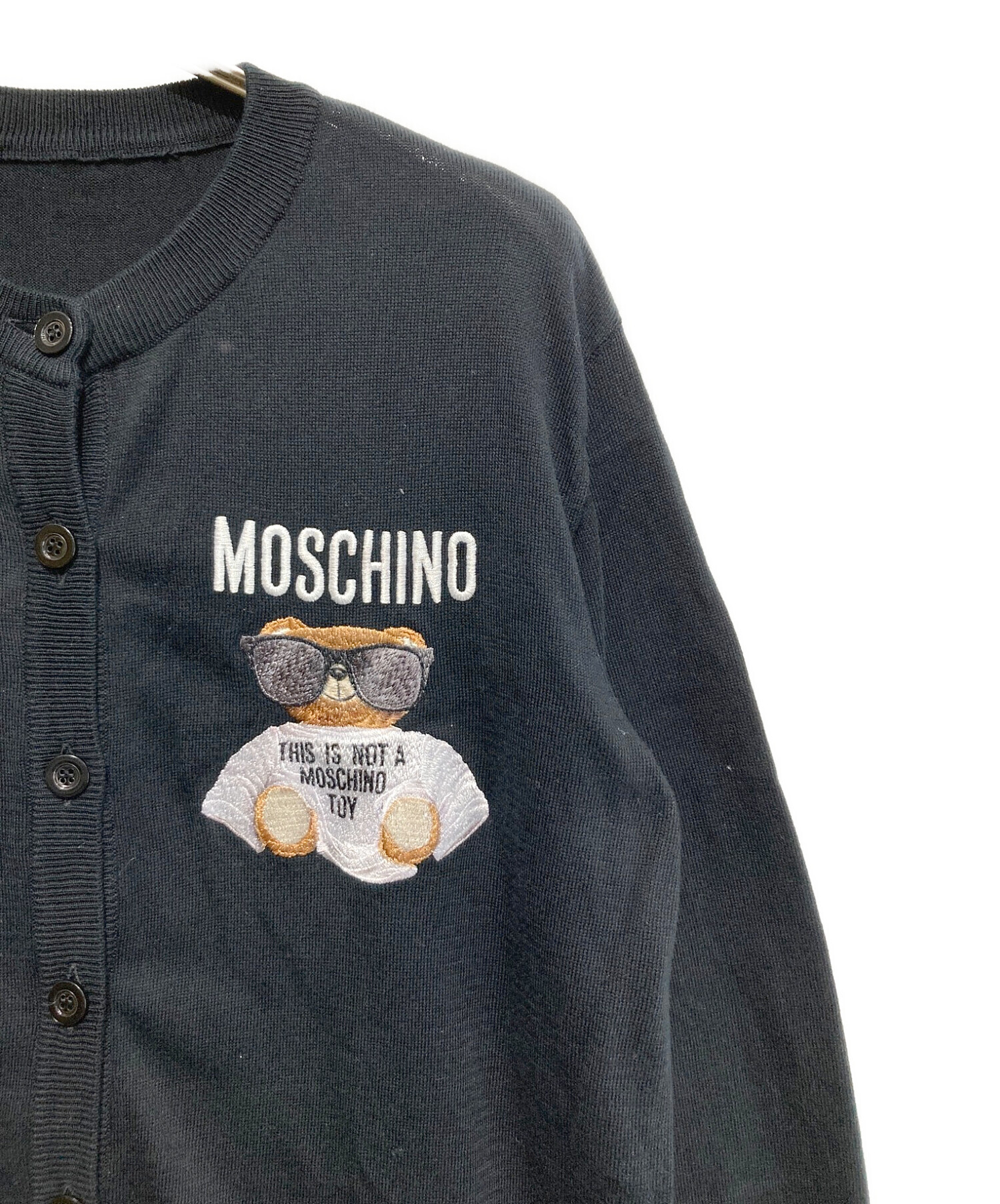 新品】MOSCHINO モスキーノ ロゴ刺繍 グレー 薄手カーディガン ...